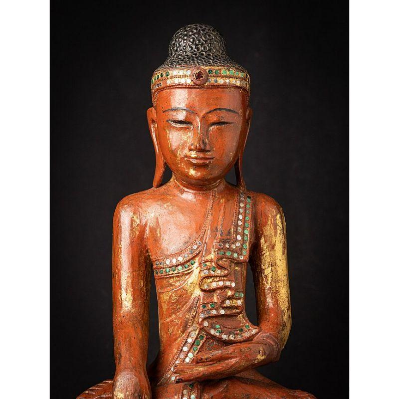 Antiker burmesischer Shan-Buddha aus Holz aus Burma im Angebot 4