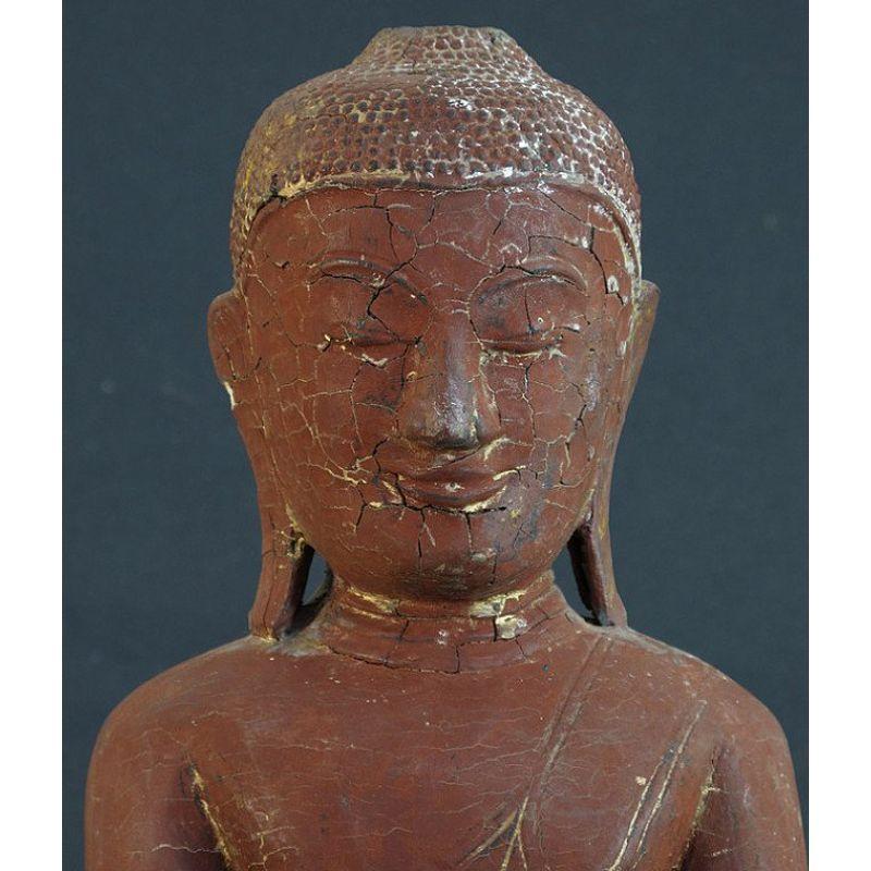 Antique Wooden Burmese Shan Buddha from Burma For Sale 5