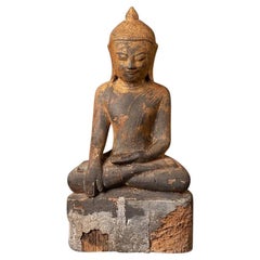 Antique Wooden Burmese Shan Buddha from Burma