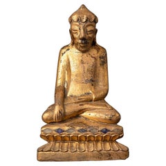 Bouddha birman Shan ancien en bois de Birmanie