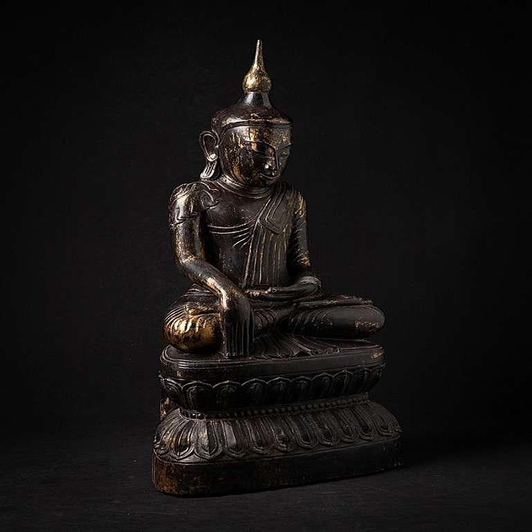 Antique wooden Burmese Shan Buddha statue from Burma 5