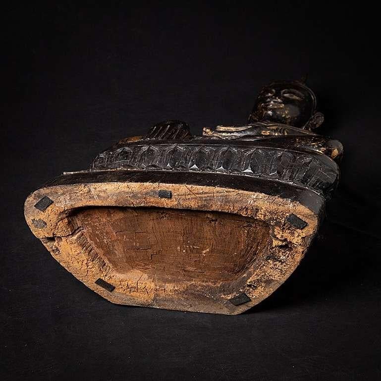 Antique wooden Burmese Shan Buddha statue from Burma 15