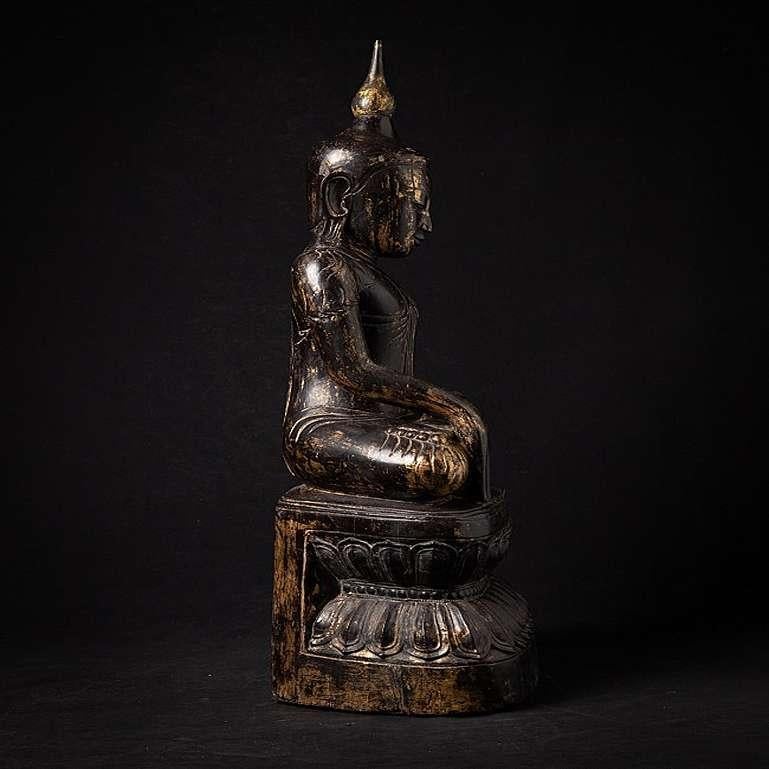Antique wooden Burmese Shan Buddha statue from Burma For Sale 4