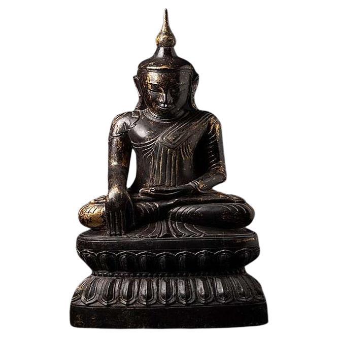 Antique wooden Burmese Shan Buddha statue from Burma For Sale