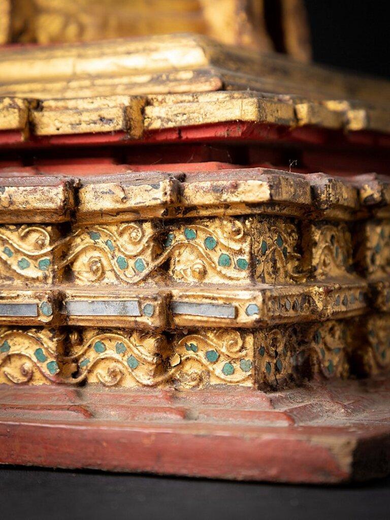 Antique Wooden Burmese Stupa from Burma For Sale 13