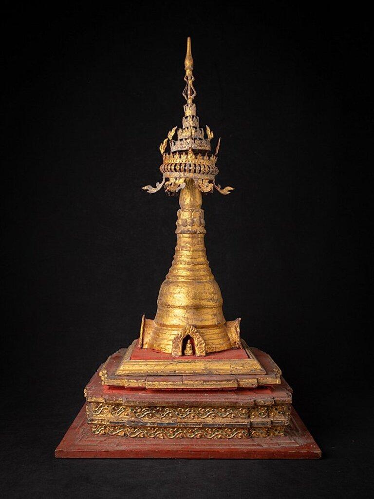 Antique Wooden Burmese Stupa from Burma For Sale 1