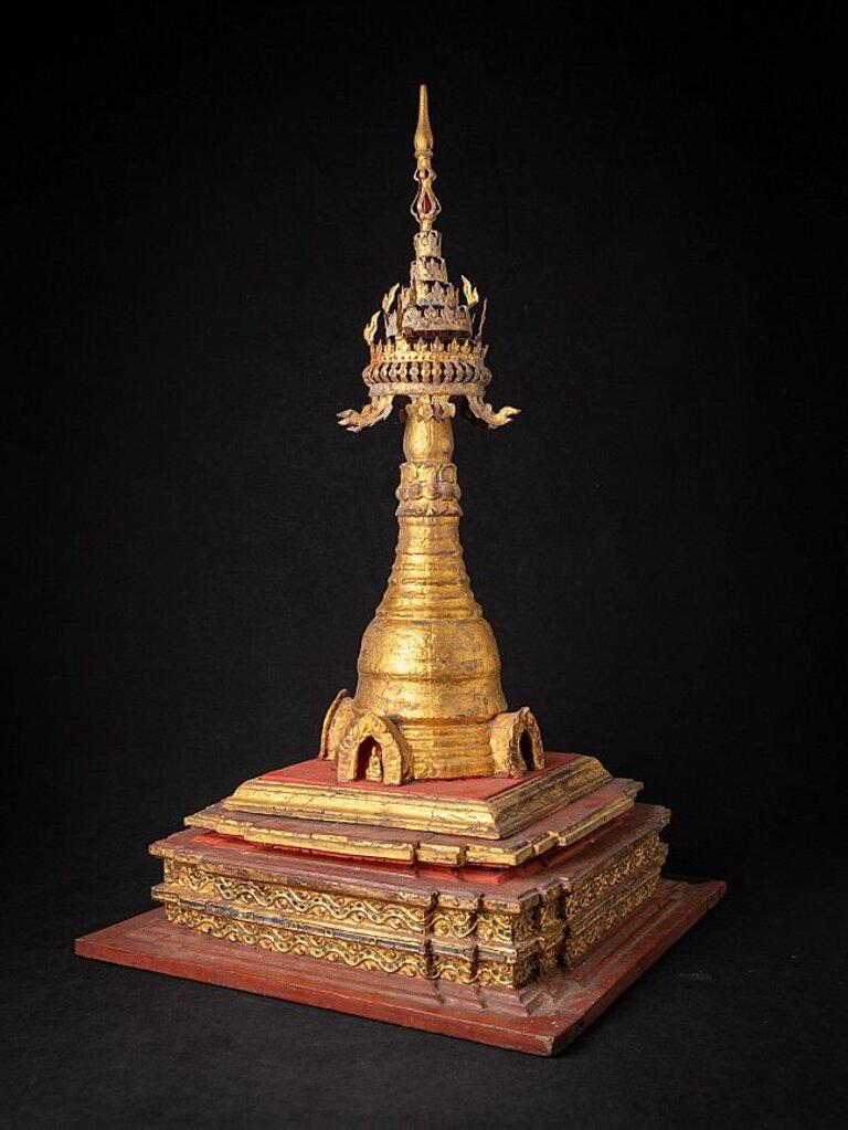 Antique Wooden Burmese Stupa from Burma For Sale 2