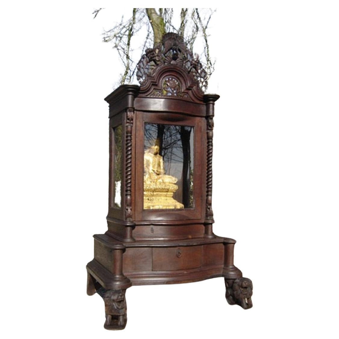 temple birman ancien en bois de Birmanie en vente