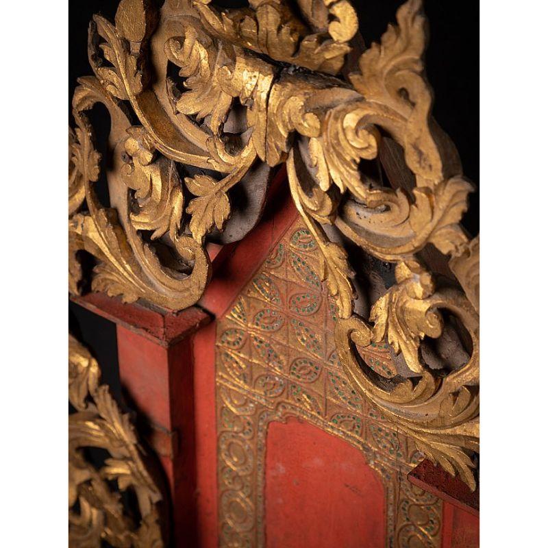 Panneau de temple birman ancien en bois de Birmanie en vente 11
