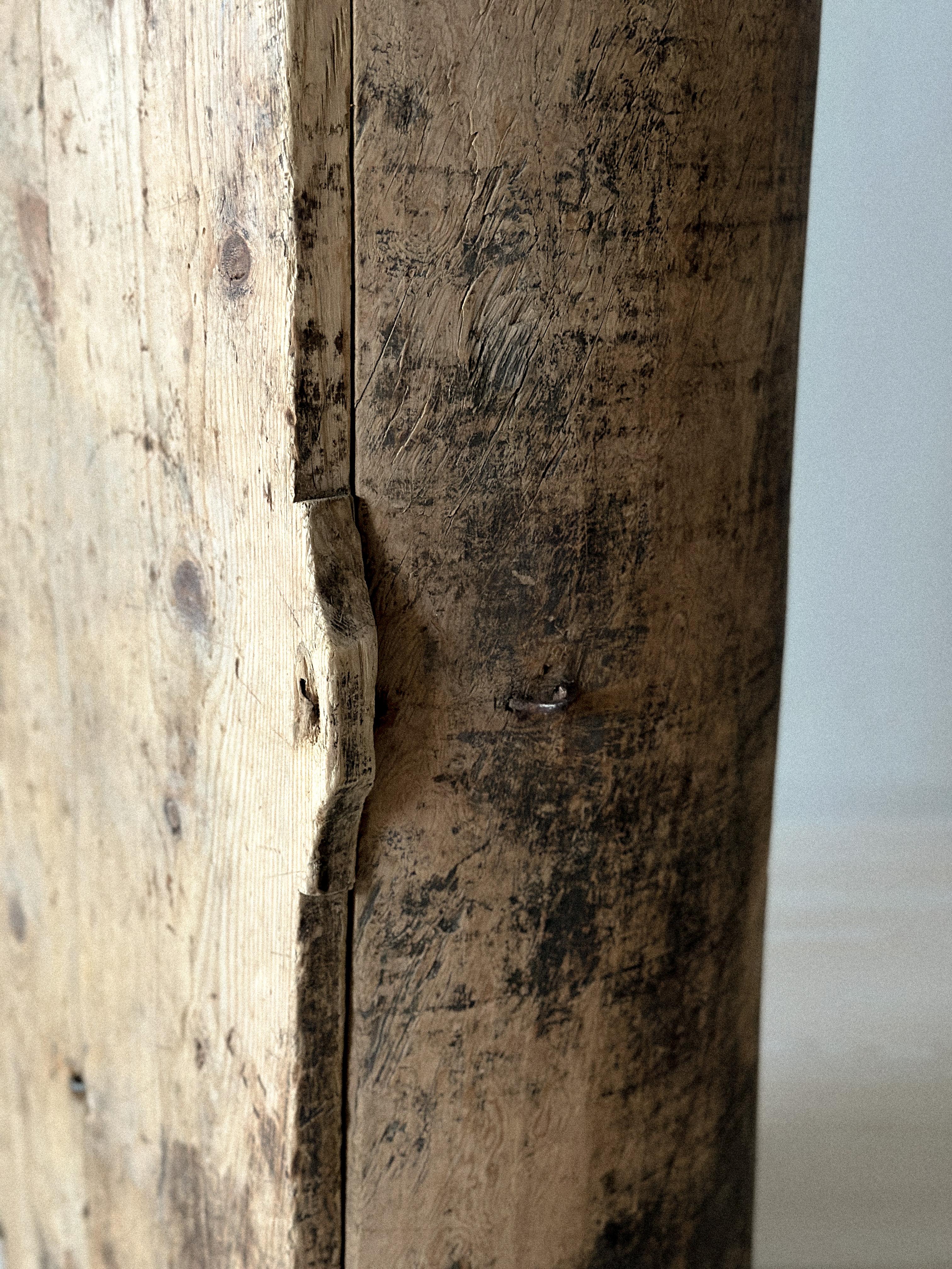 Antique Wooden Cabinet, Scandinavian Wabi Sabi, c  1800s For Sale 4