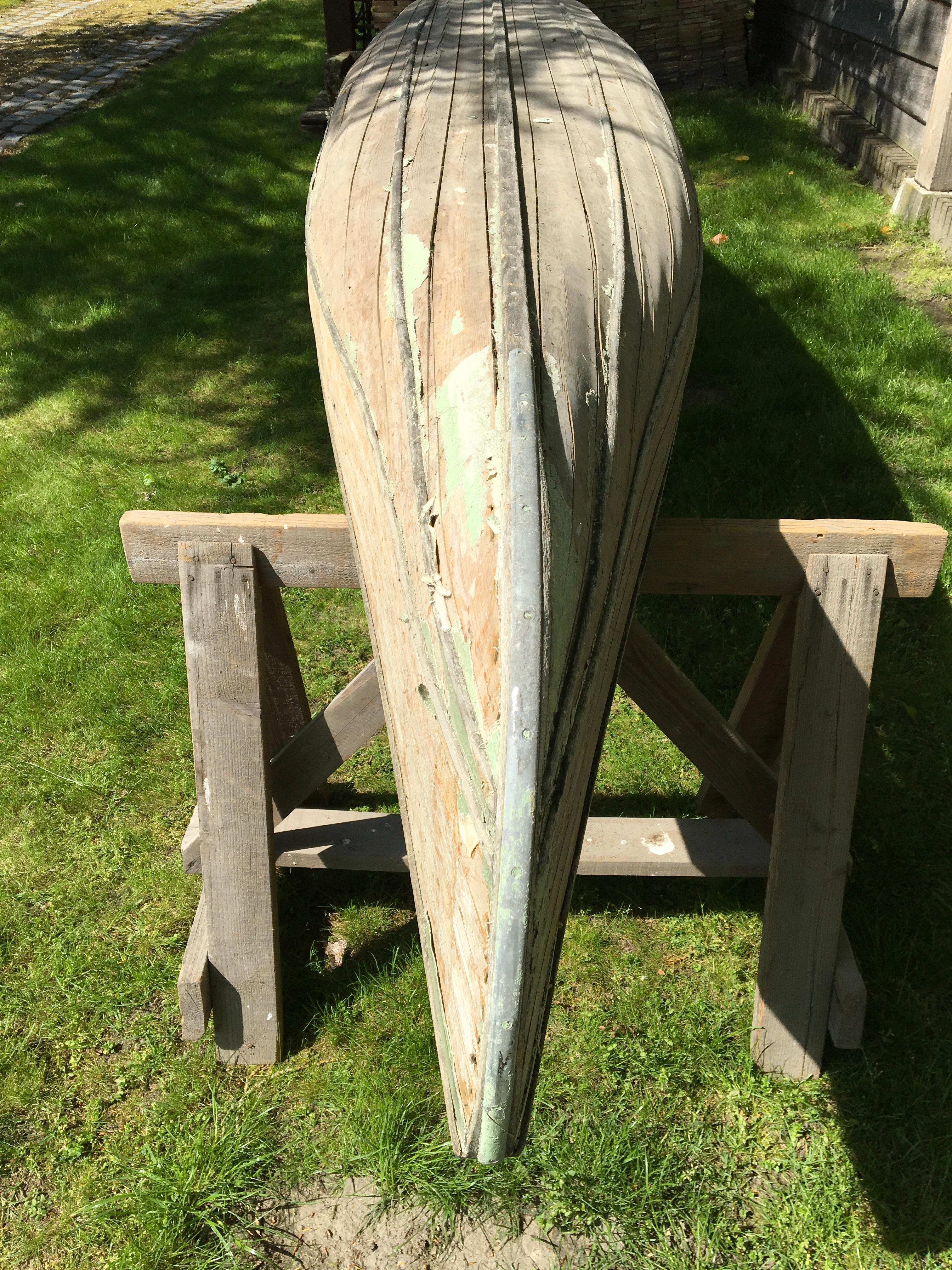 Antique Wooden Canoe, 1947 For Sale 8