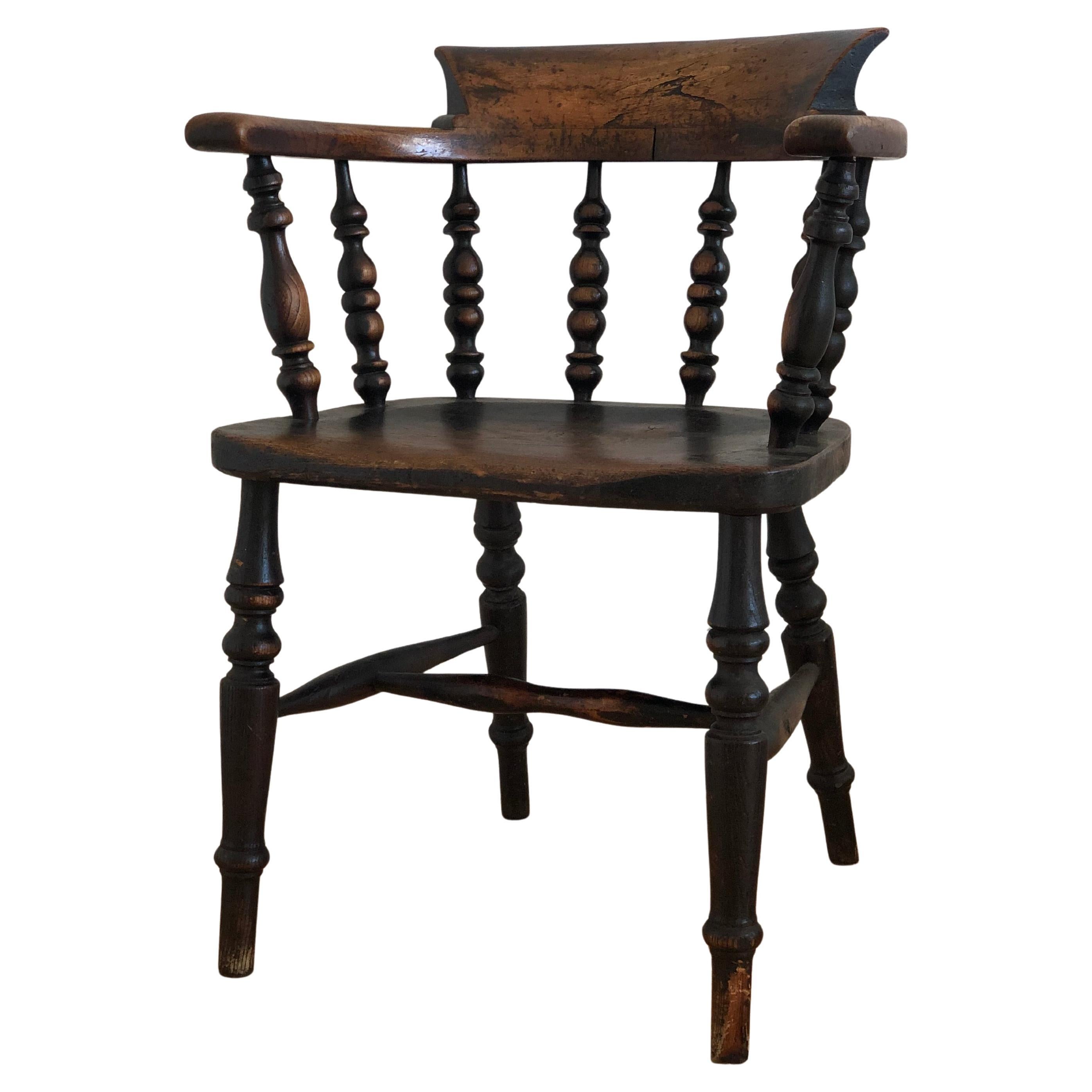 Ancienne chaise de capitaine en bois Danemark