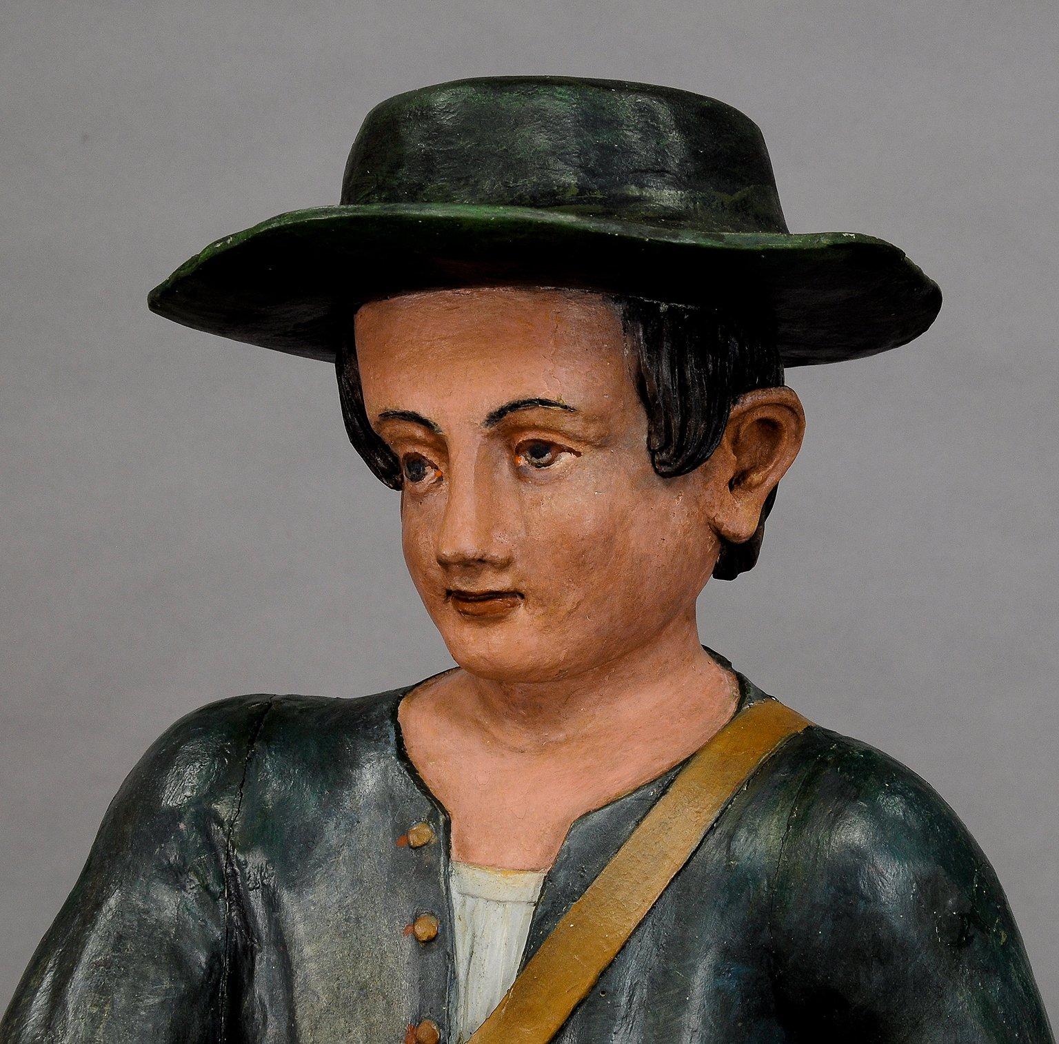 Antike geschnitzteribte Hirtenfigur aus Holz (Deutsch) im Angebot