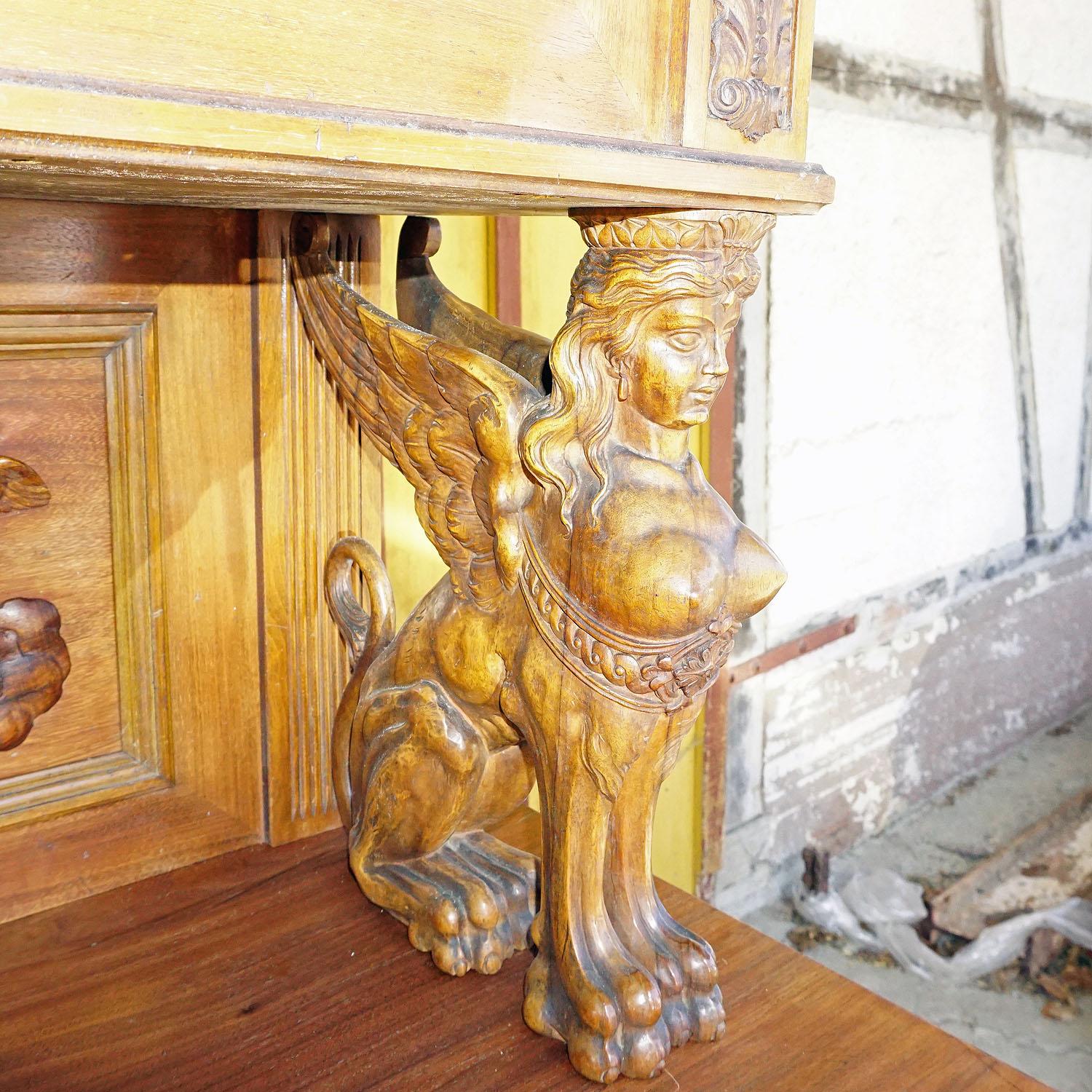 Antique Wooden Carved Cupboard with Several Carvings For Sale 4