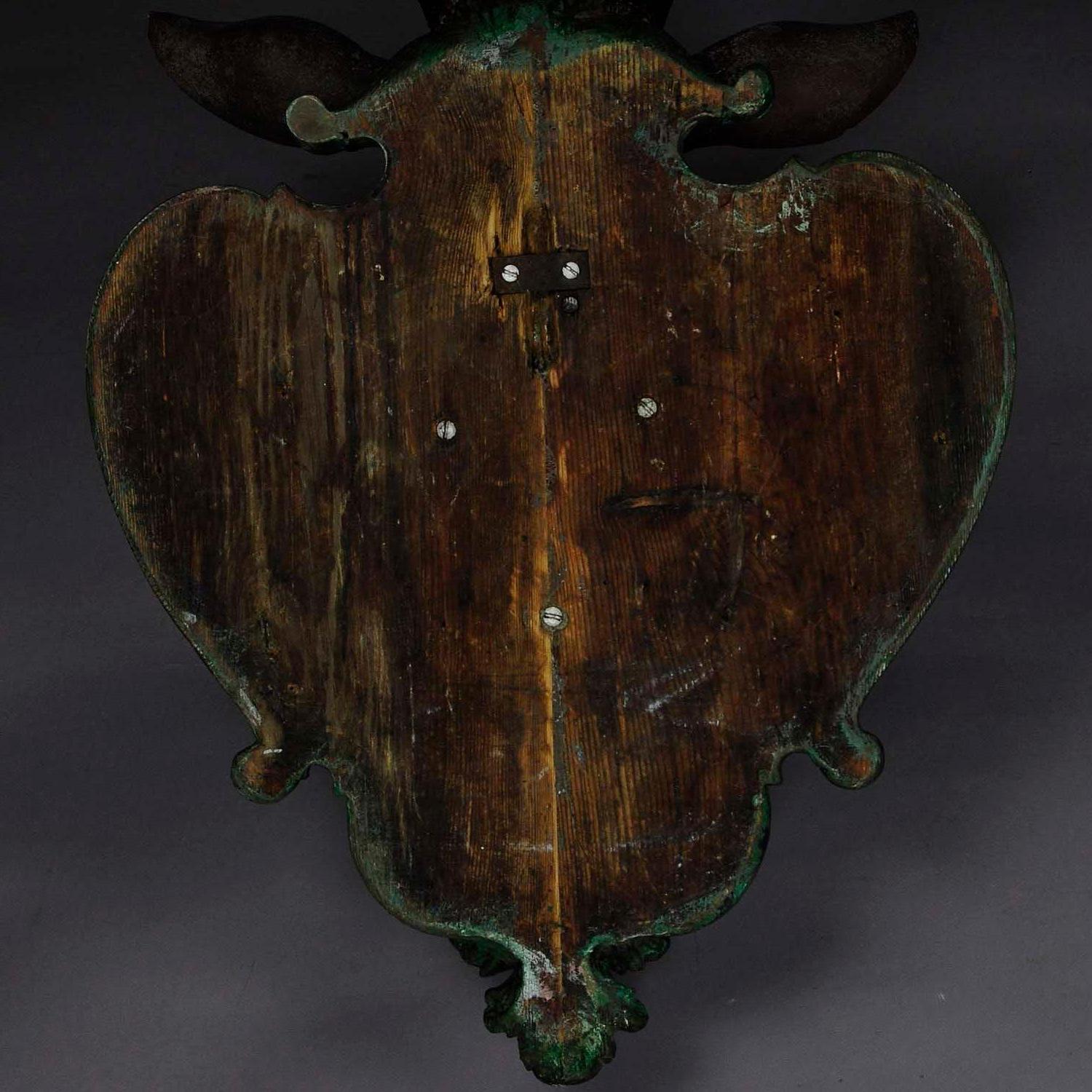 Antique Wooden Carved Deer Head with Orignal Antlers 2