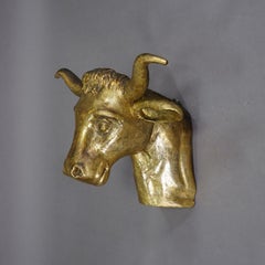 Antique Wooden Carved Gilded Bull's Head ca. 1840s