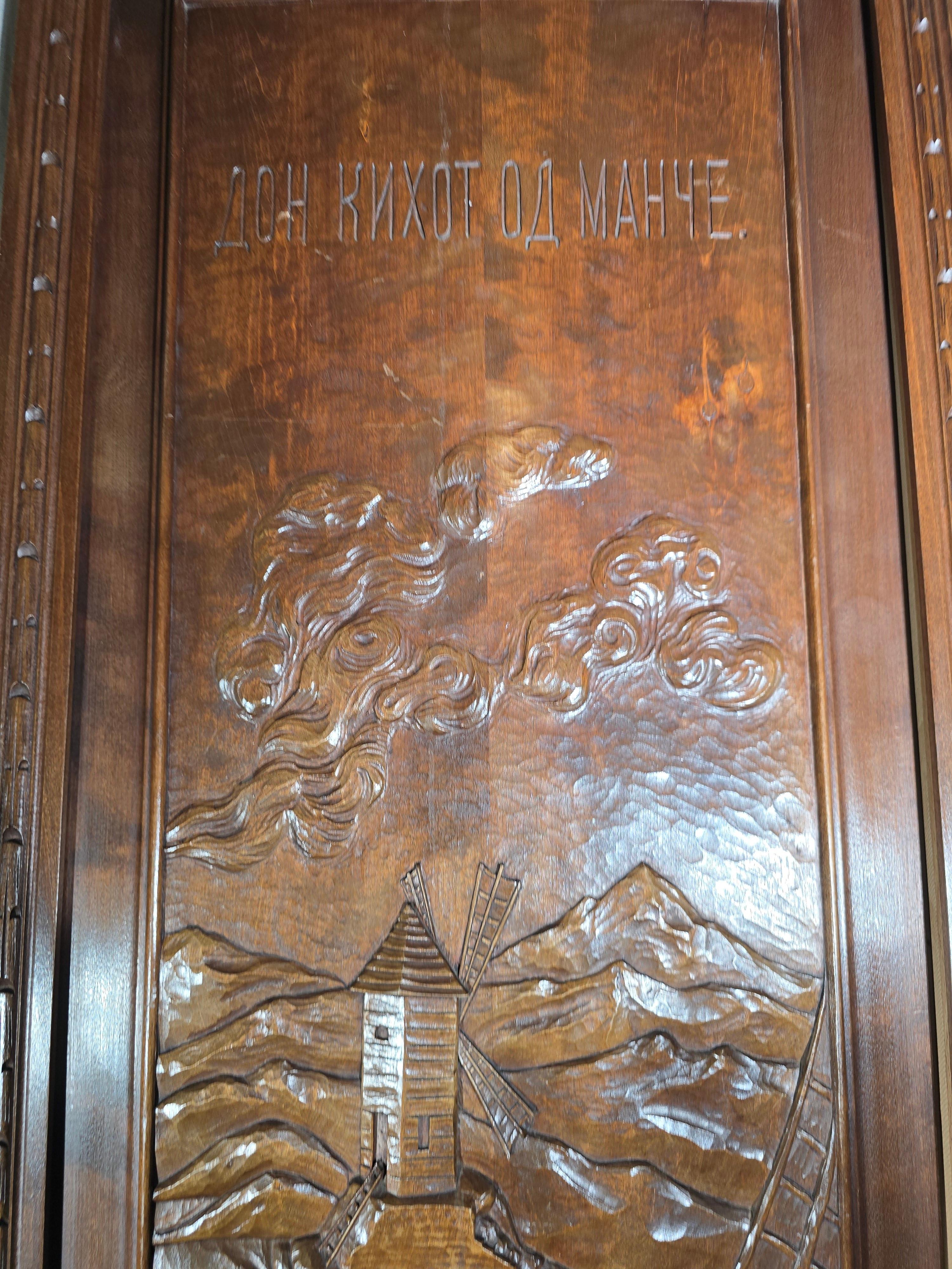 Legno di alberi da frutto Antica scultura in legno di Don Chisciotte - 1882