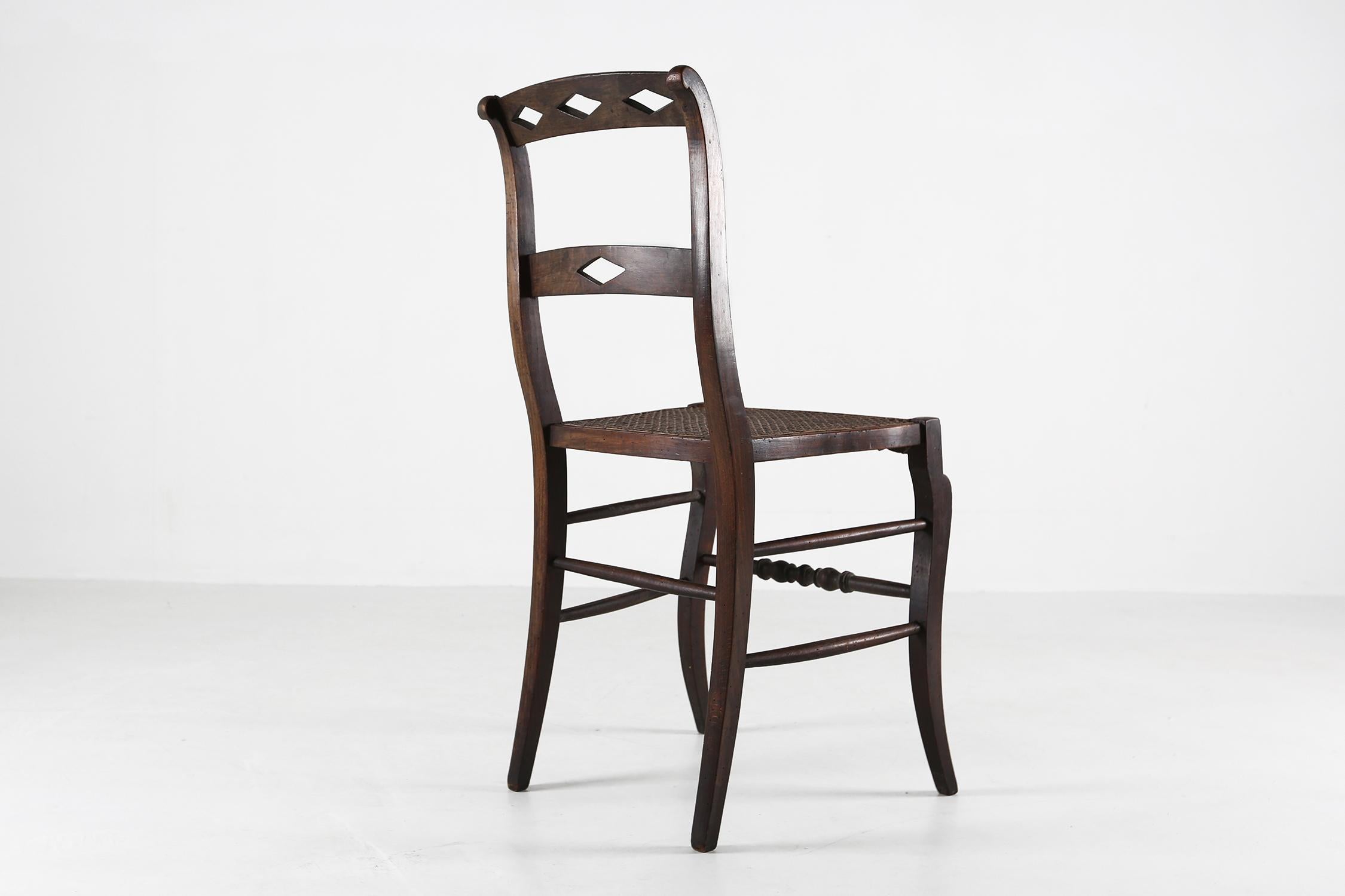 Rustic Antique wooden chair 1850 For Sale