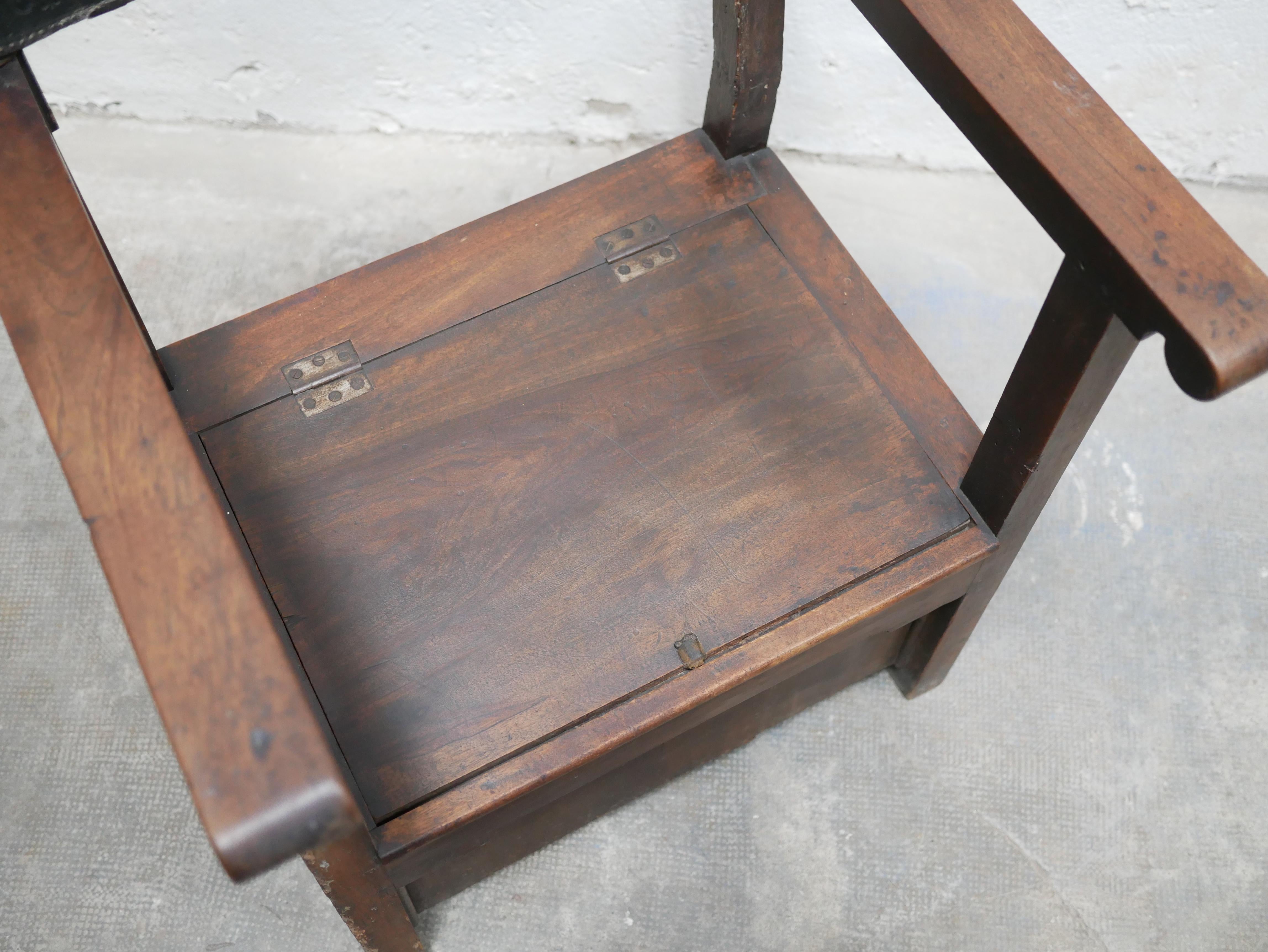 Antique Wooden Chest Armchair, 19th Century For Sale 6