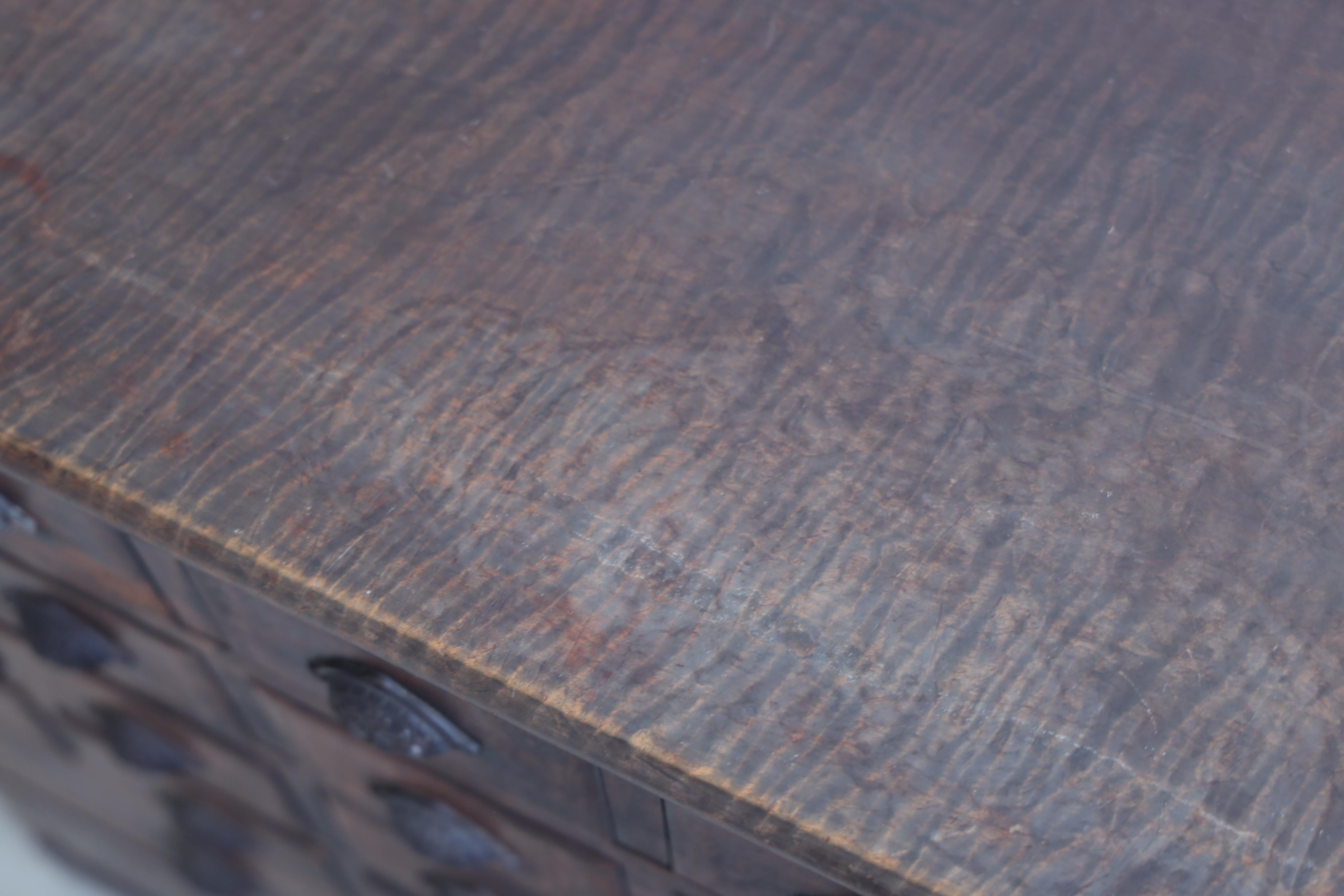Antique Wooden Chest , Wabi Sabi, Japandi For Sale 8