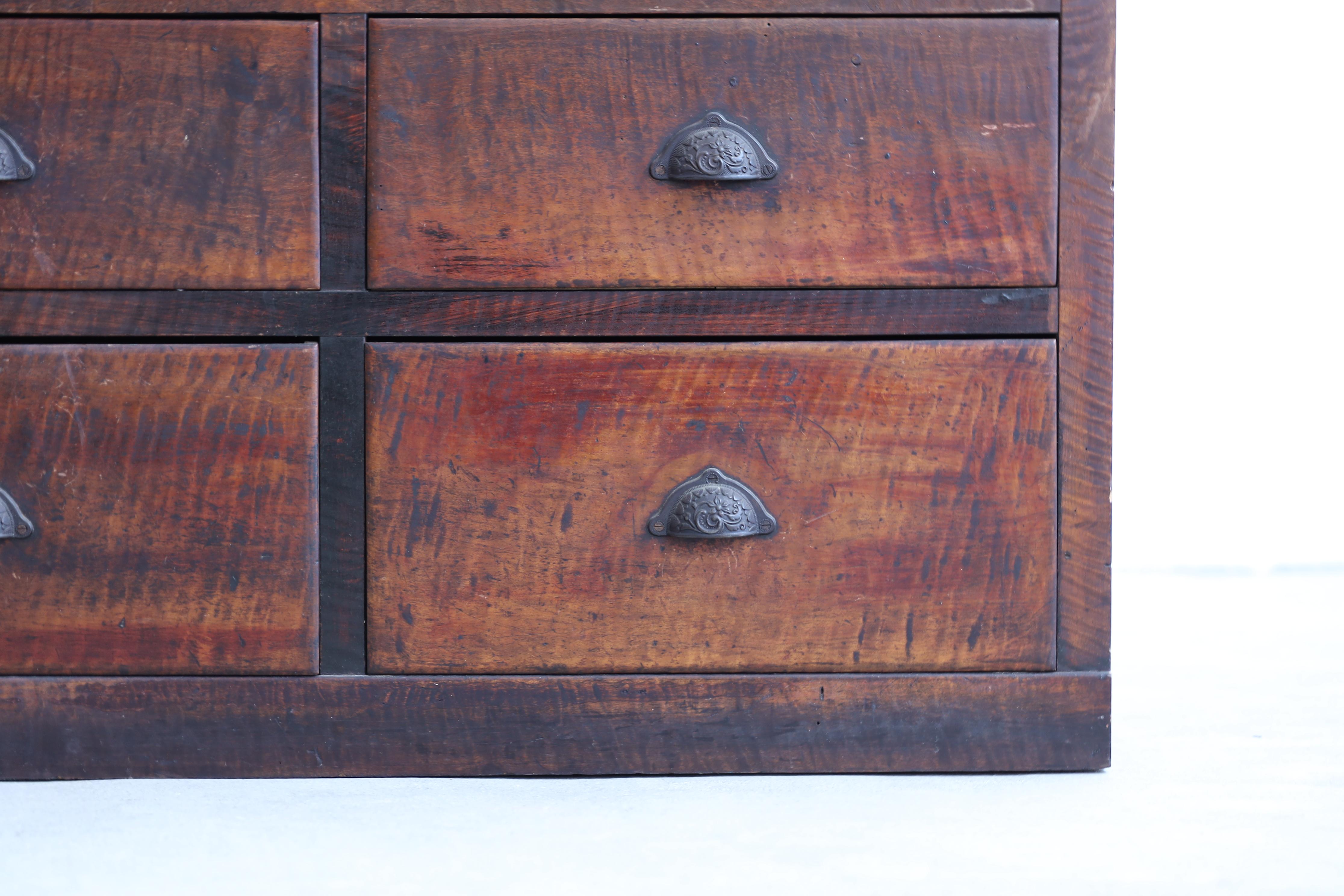 Hand-Crafted Antique Wooden Chest , Wabi Sabi, Japandi For Sale