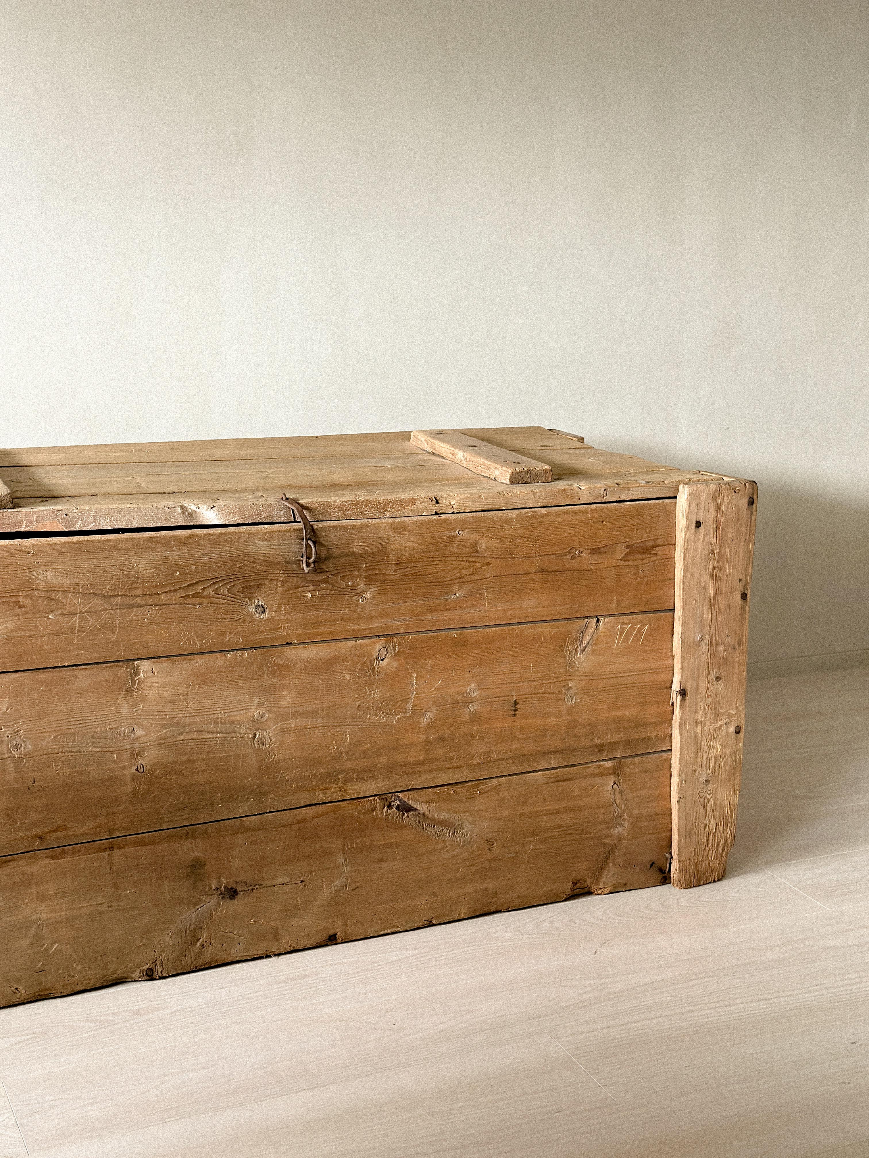 Antique Wooden Console, Scandinavian Wabi Sabi, c. 1700s For Sale 9