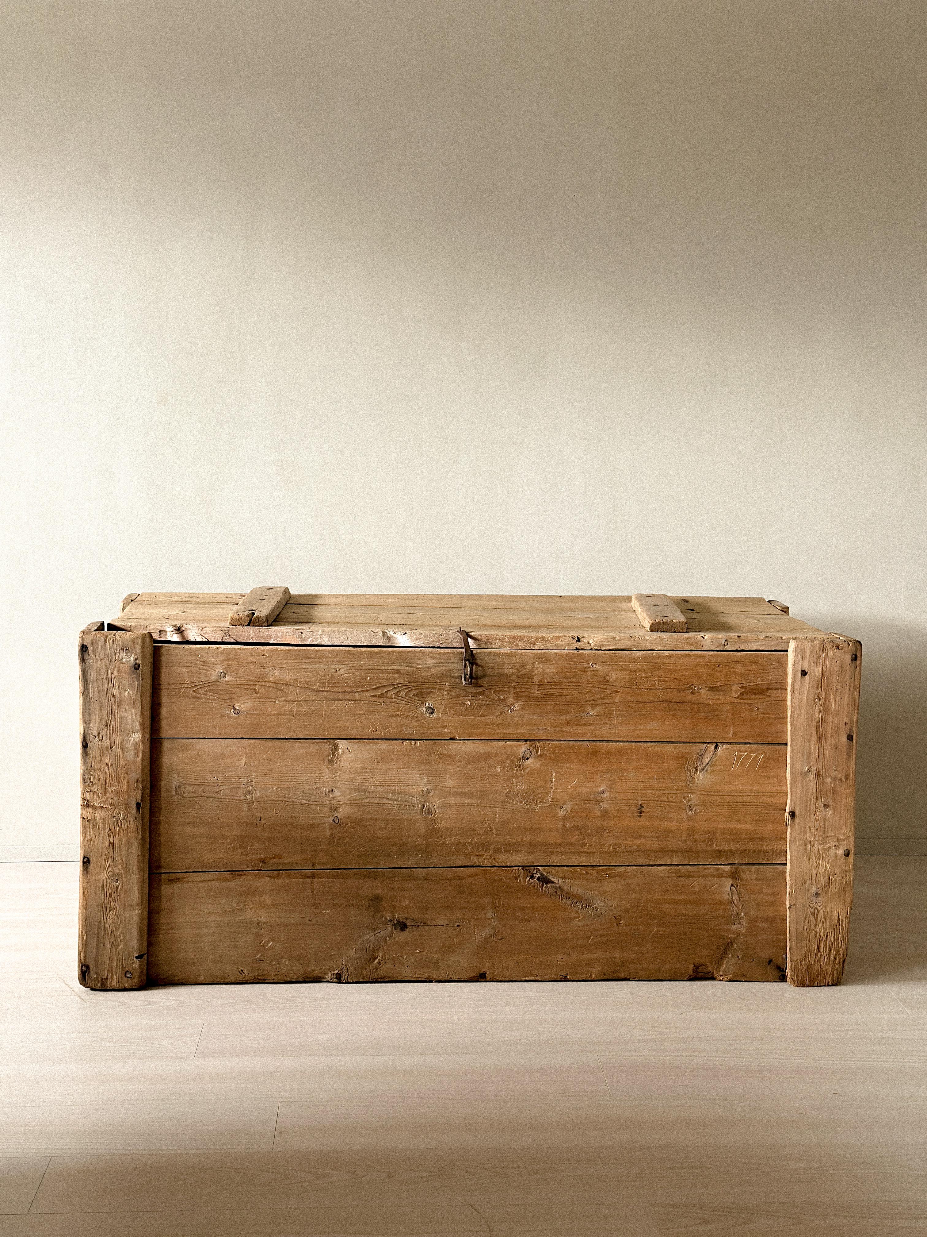 Romantic Antique Wooden Console, Scandinavian Wabi Sabi, c. 1700s For Sale