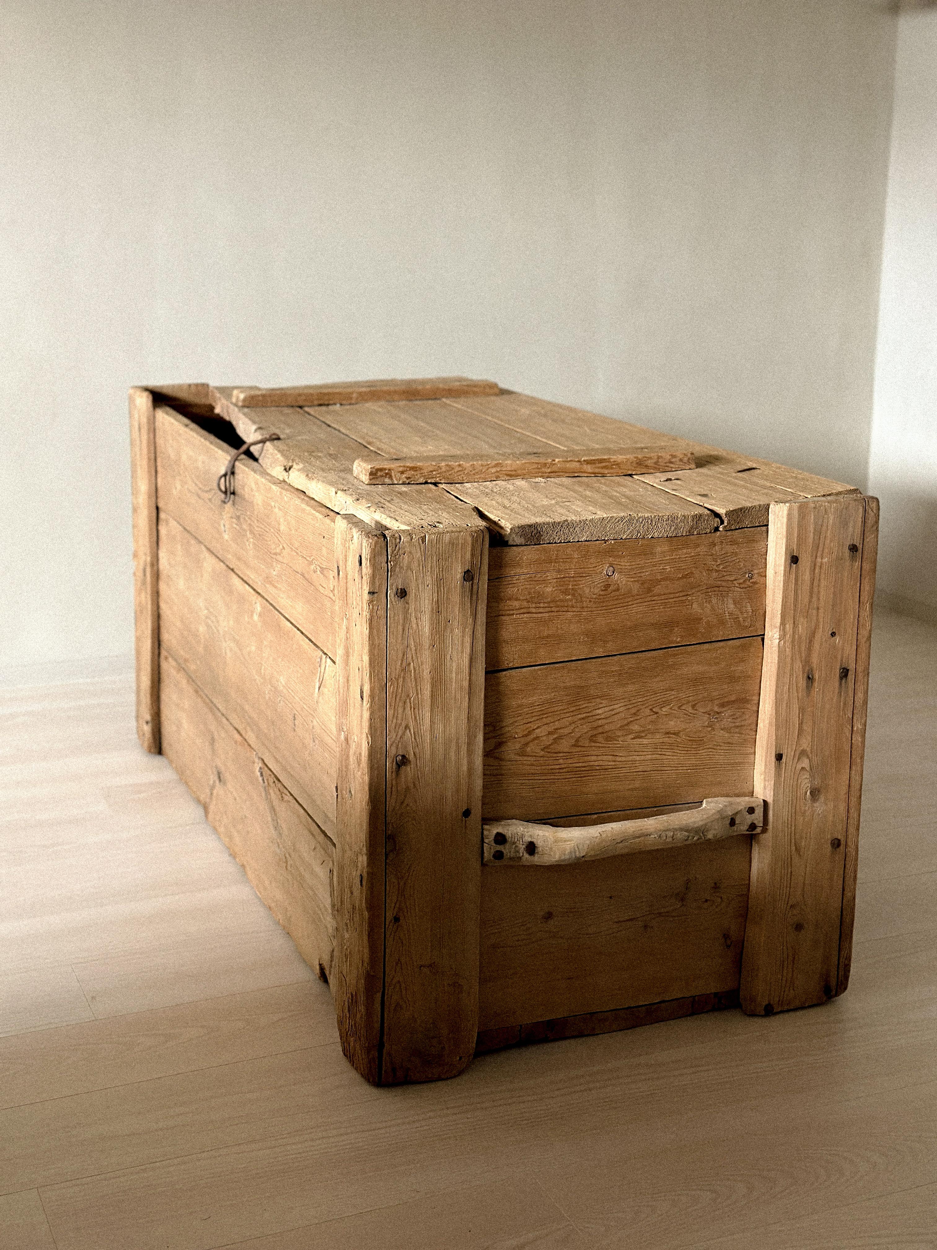 Pine Antique Wooden Console, Scandinavian Wabi Sabi, c. 1700s For Sale