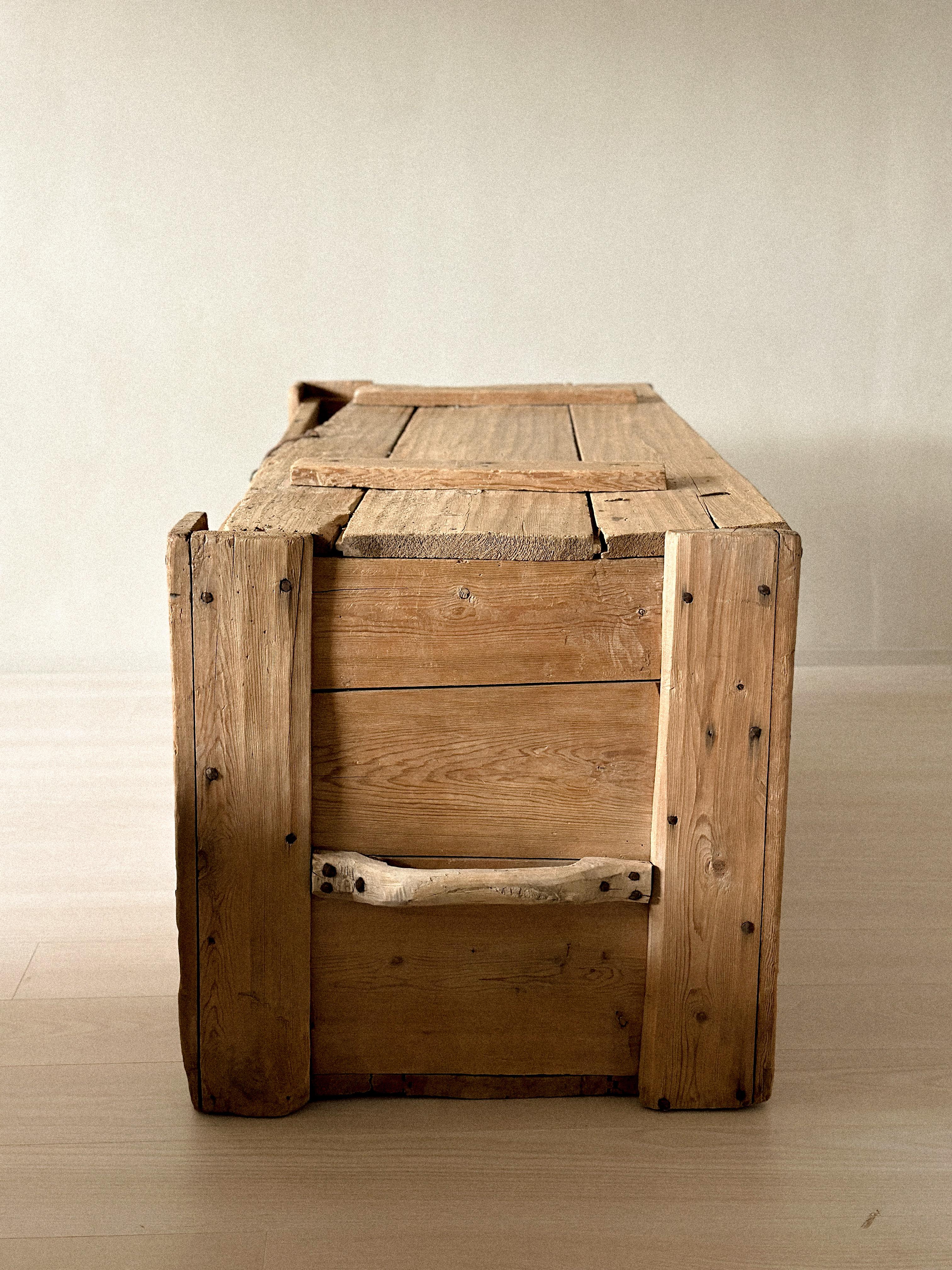 Antique Wooden Console, Scandinavian Wabi Sabi, c. 1700s For Sale 1
