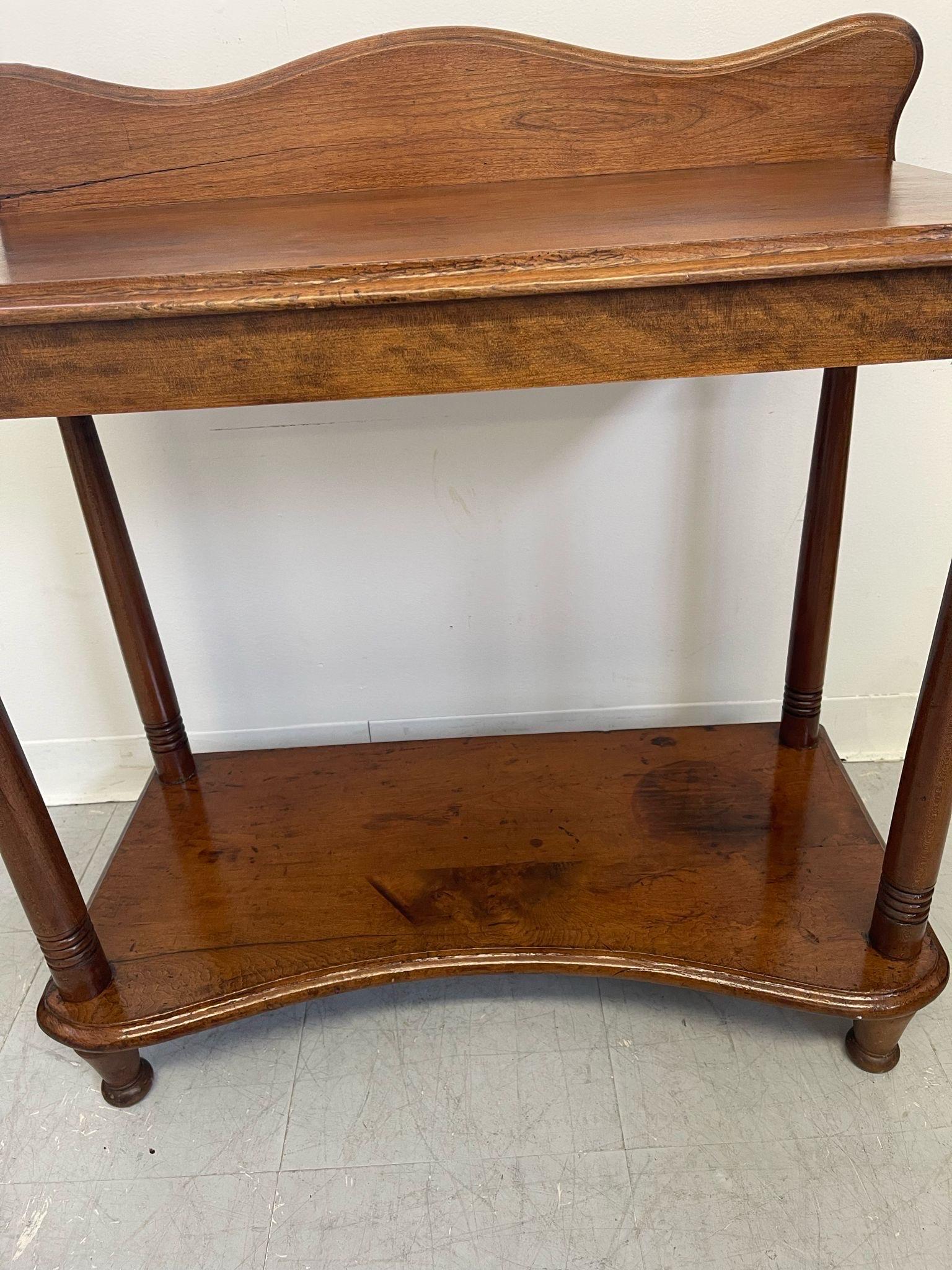 Mid-19th Century Antique Wooden Console Side Table With Turned Legs. For Sale