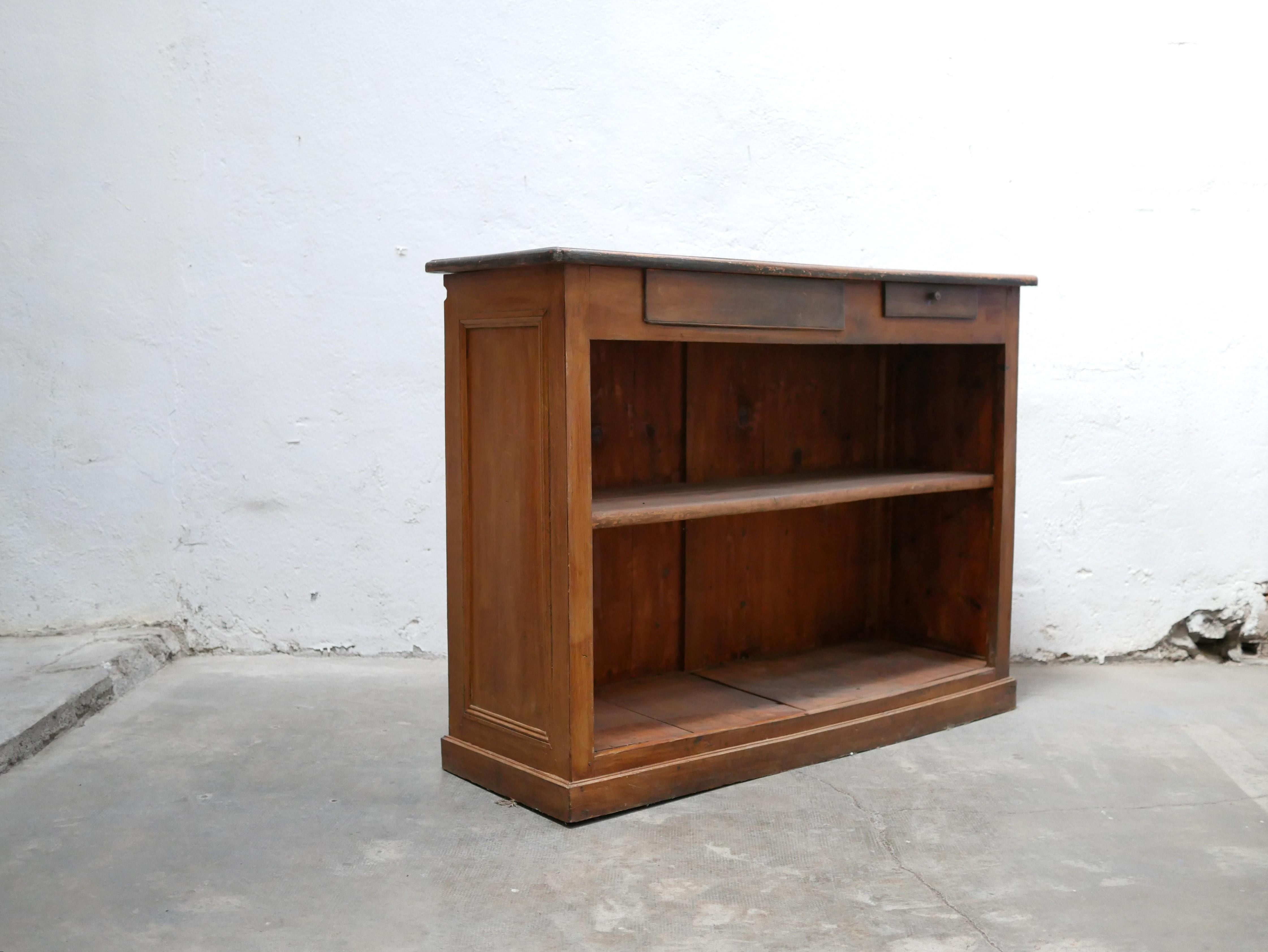 French Antique wooden counter trade furniture For Sale