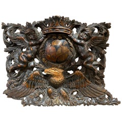 Antique Wooden Crest with Eagle