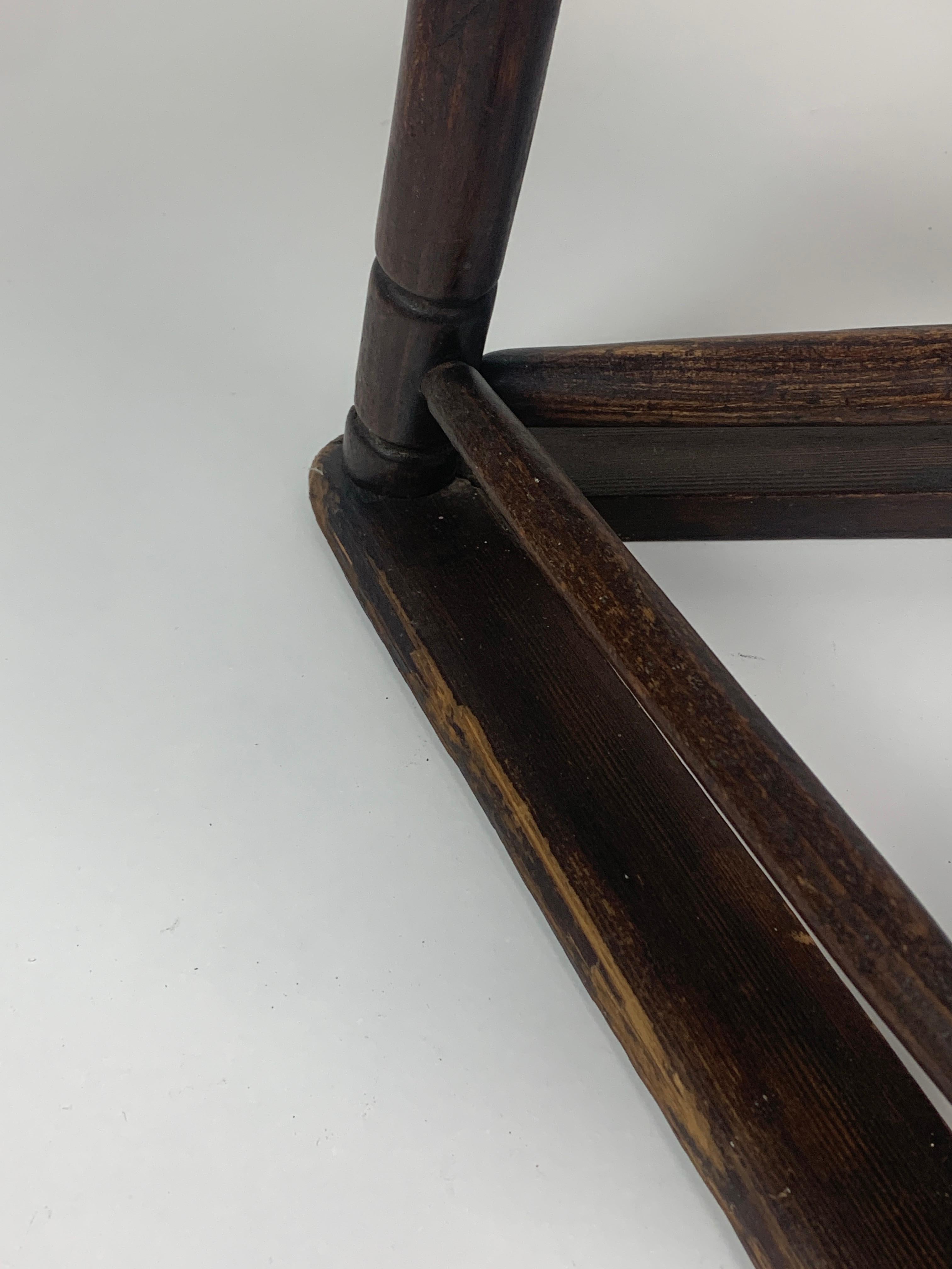 Antique wooden cutlers jewelers workers tripod stool, ca 1900 For Sale 8