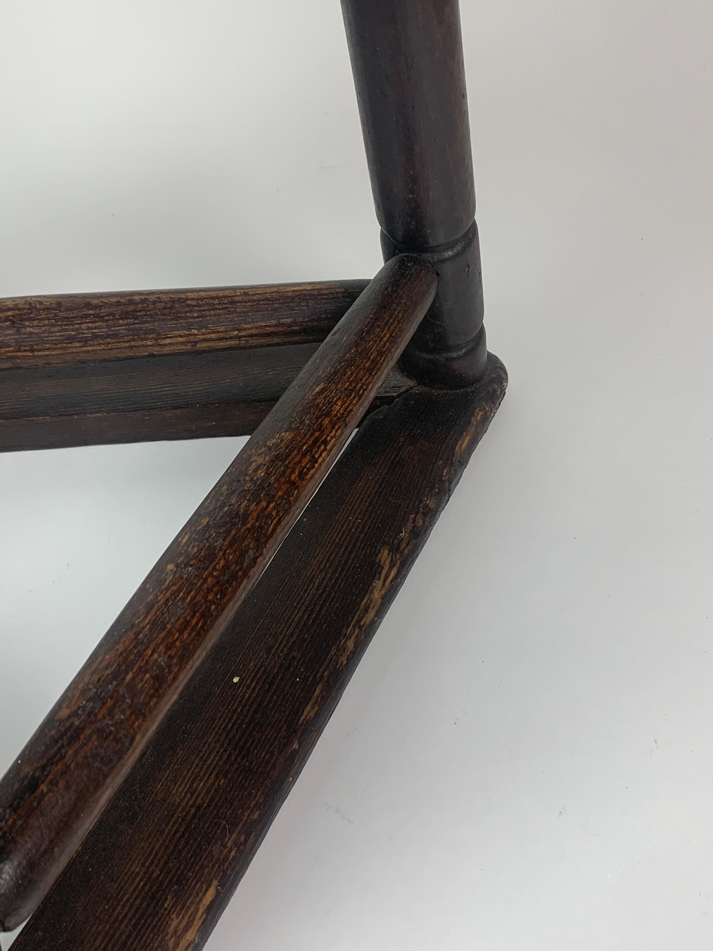 Antique wooden cutlers jewelers workers tripod stool, ca 1900 For Sale 9
