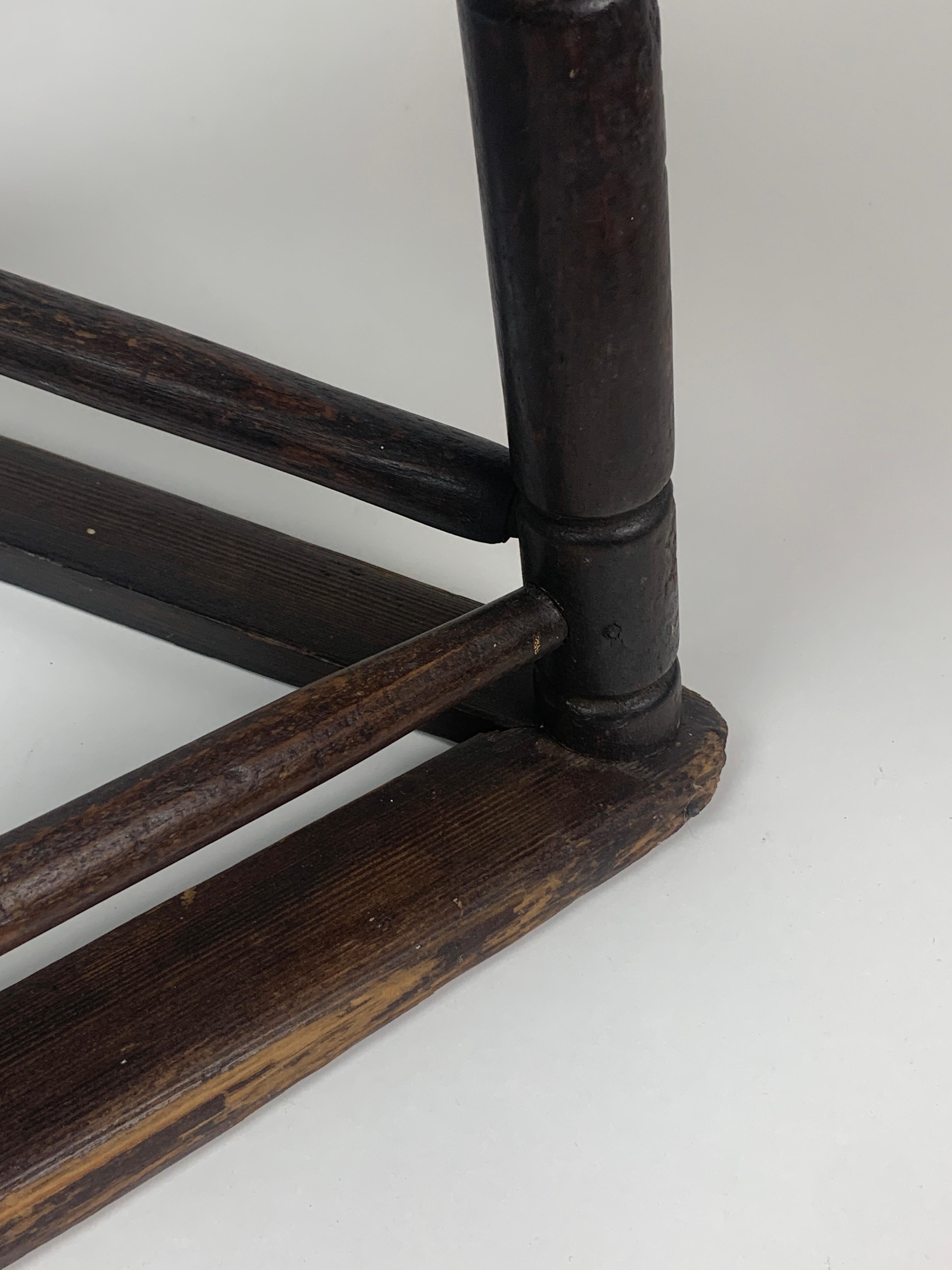 Antique wooden cutlers jewelers workers tripod stool, ca 1900 For Sale 10