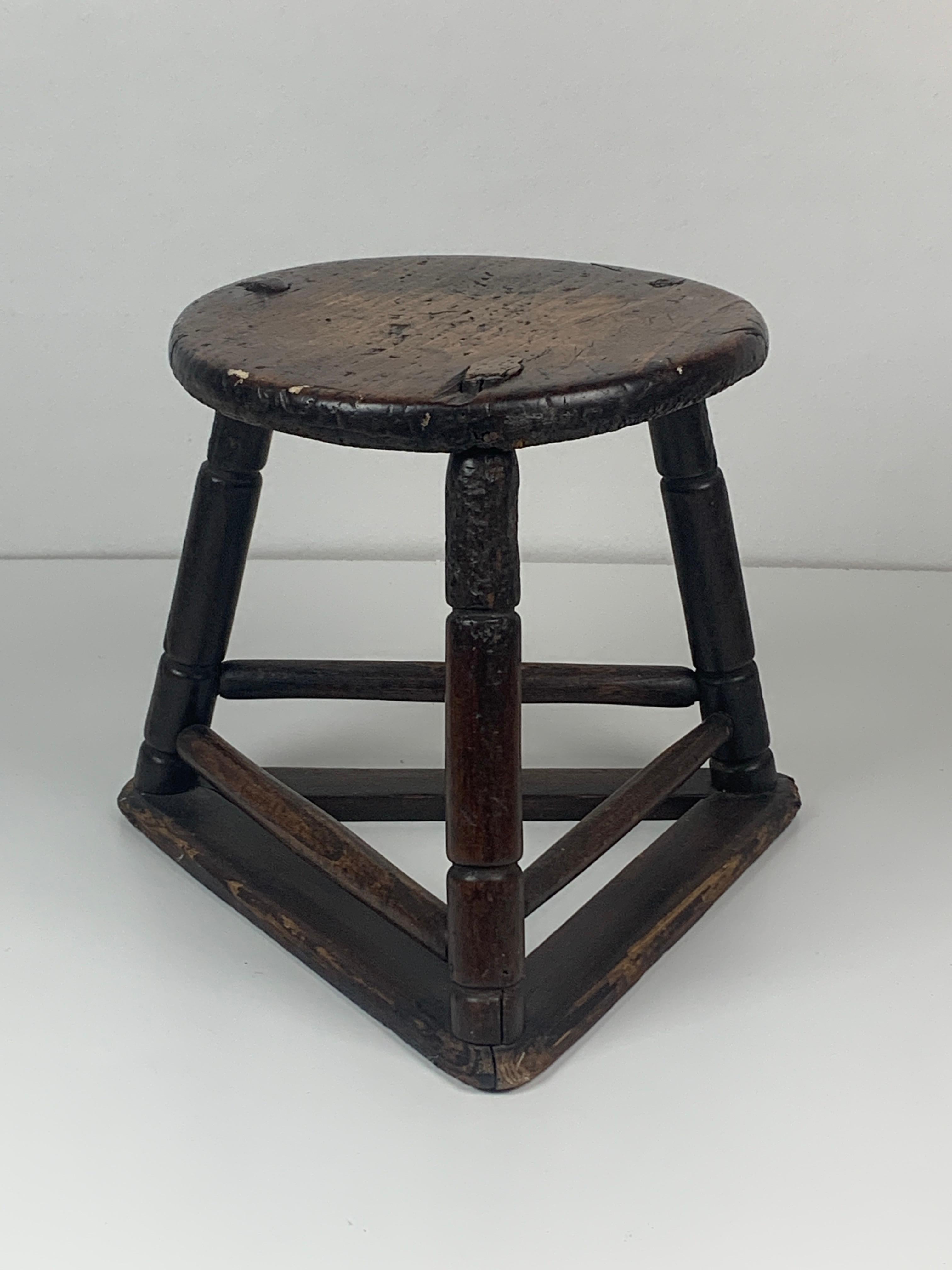 British Antique wooden cutlers jewelers workers tripod stool, ca 1900 For Sale