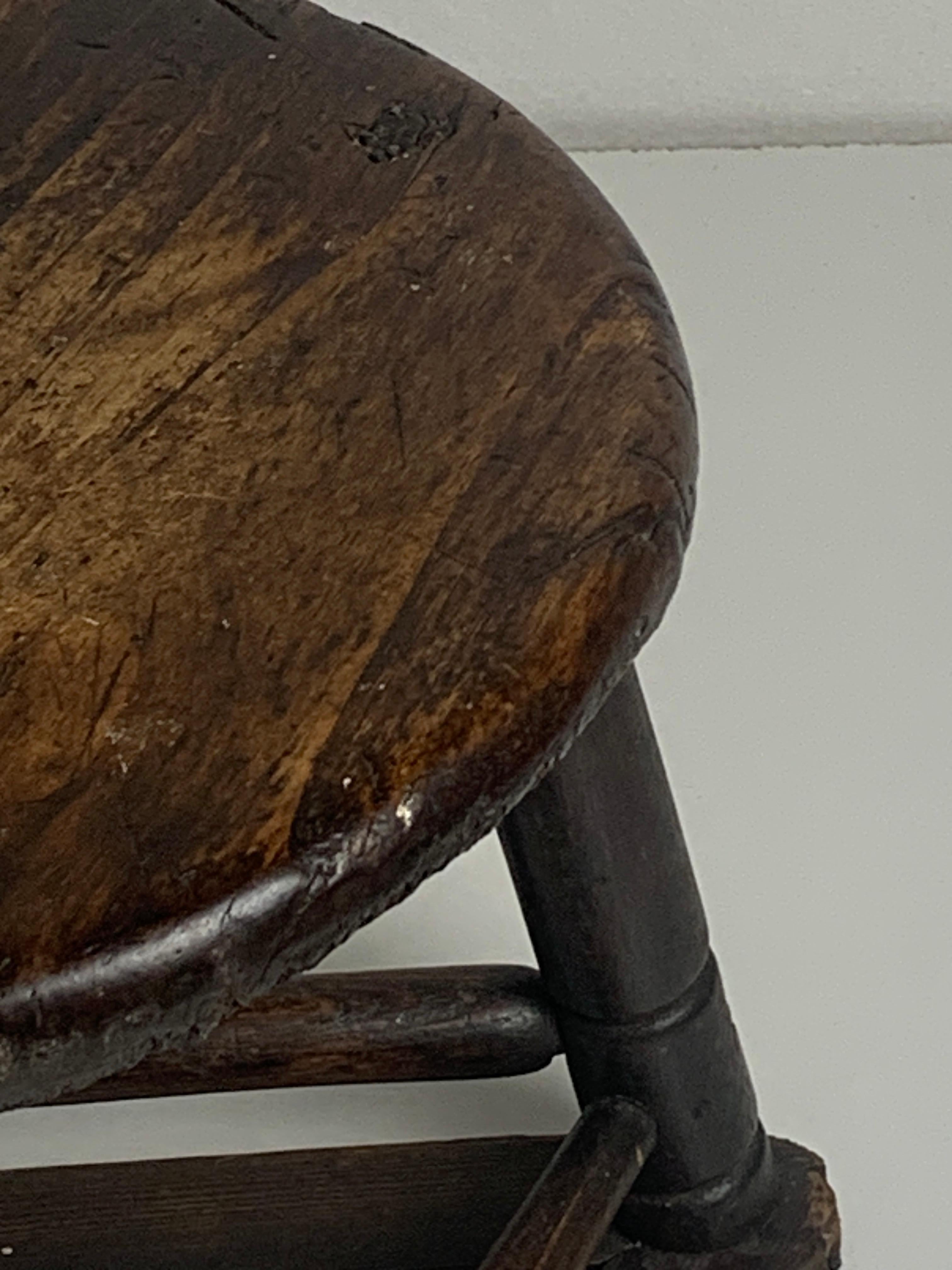 Early 20th Century Antique wooden cutlers jewelers workers tripod stool, ca 1900 For Sale