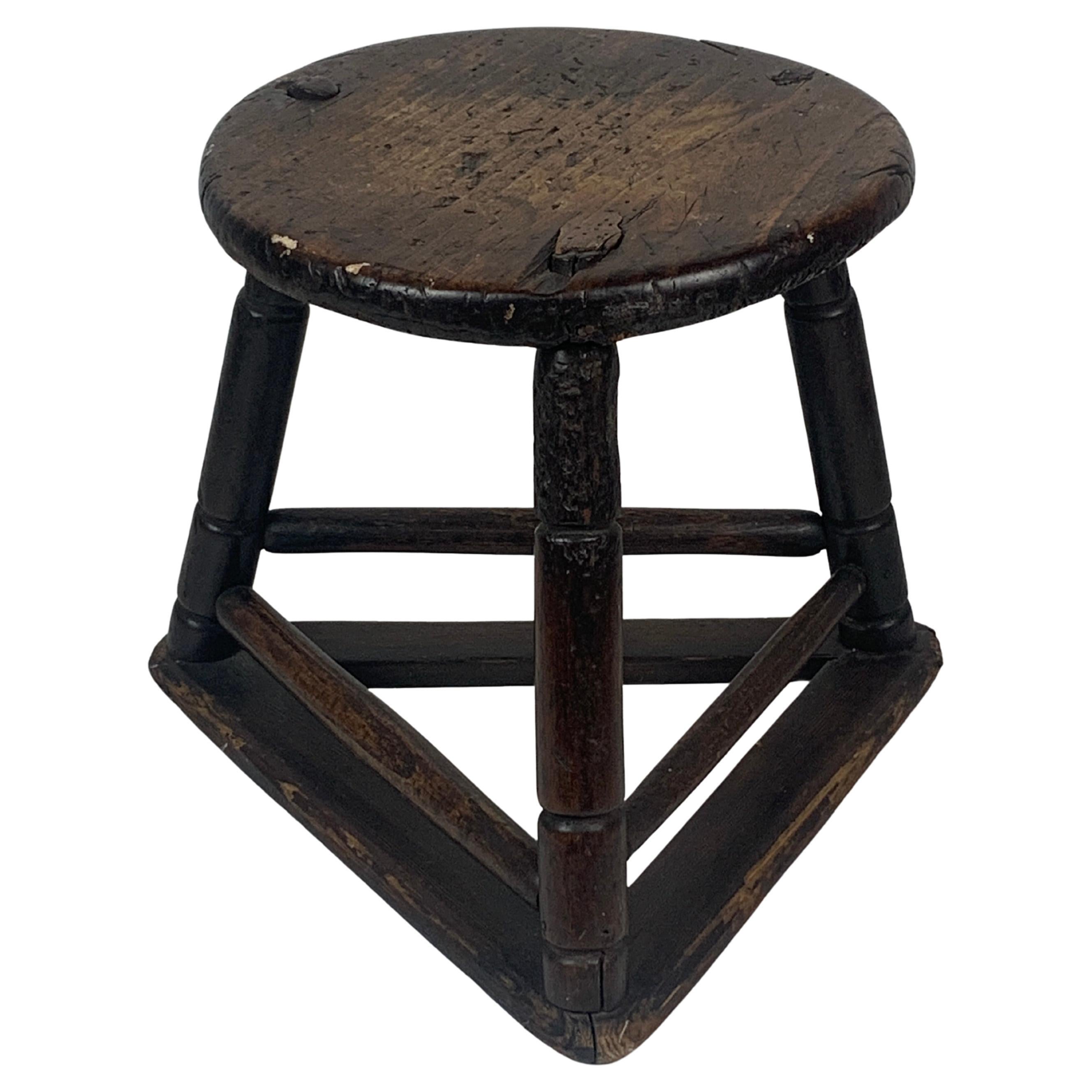 Antique wooden cutlers jewelers workers tripod stool, ca 1900 For Sale