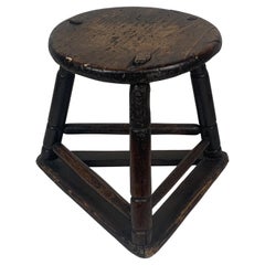 Antique wooden cutlers jewelers workers tripod stool, ca 1900
