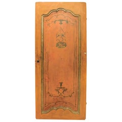 Porte en bois ancienne laquée et peinte en orange, 1700, Italie