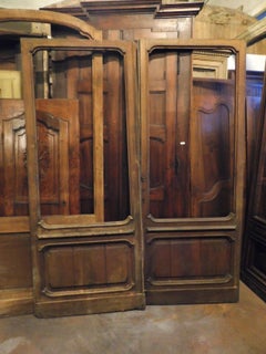 Antique Wooden Door with Glass, Shop Door, 1800, Italy