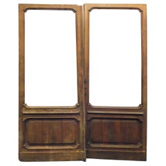 Antique Wooden Door with Glass, Shop Door, 1800, Italy