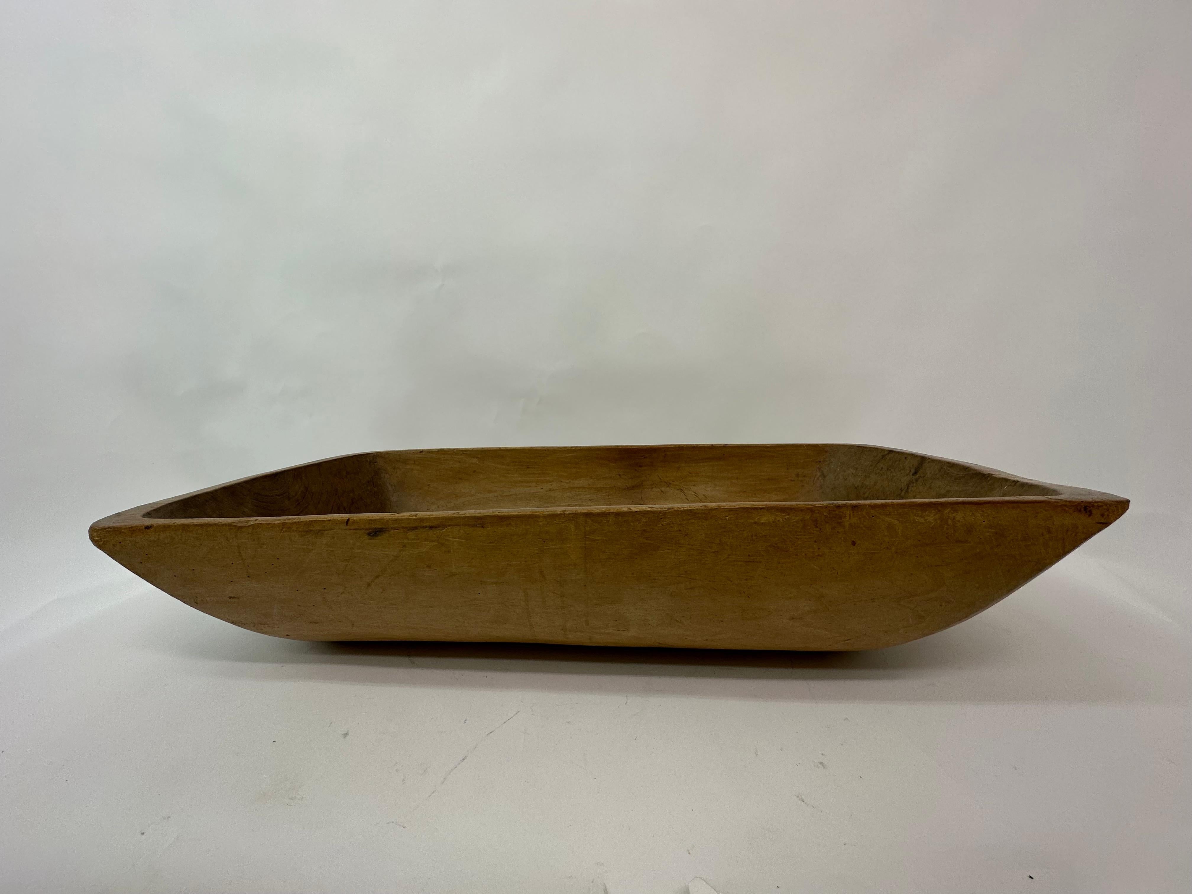 Early 20th Century Antique Wooden Dough Bowl Trough Hand Carved, 1900s For Sale