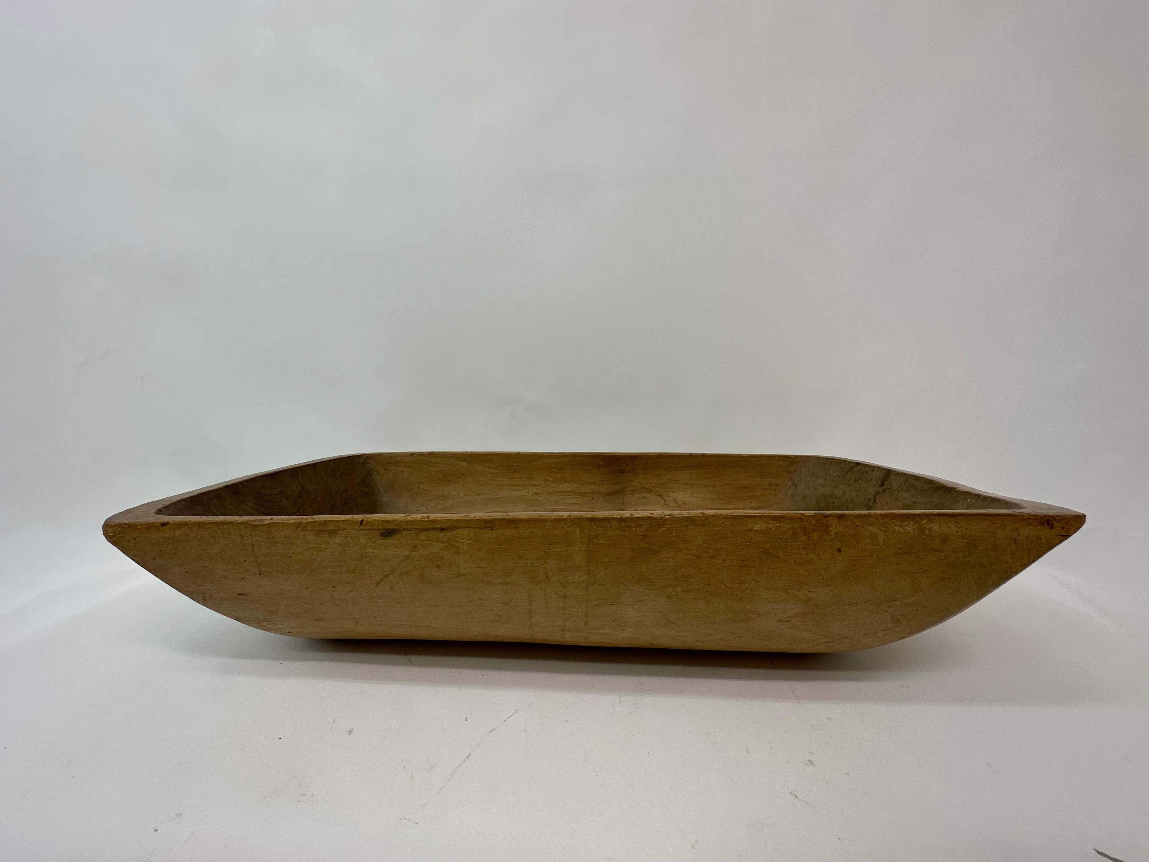 Antique Wooden Dough Bowl Trough Hand Carved, 1900s For Sale 1
