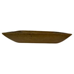 Used Wooden Dough Bowl Trough Hand Carved, 1900s