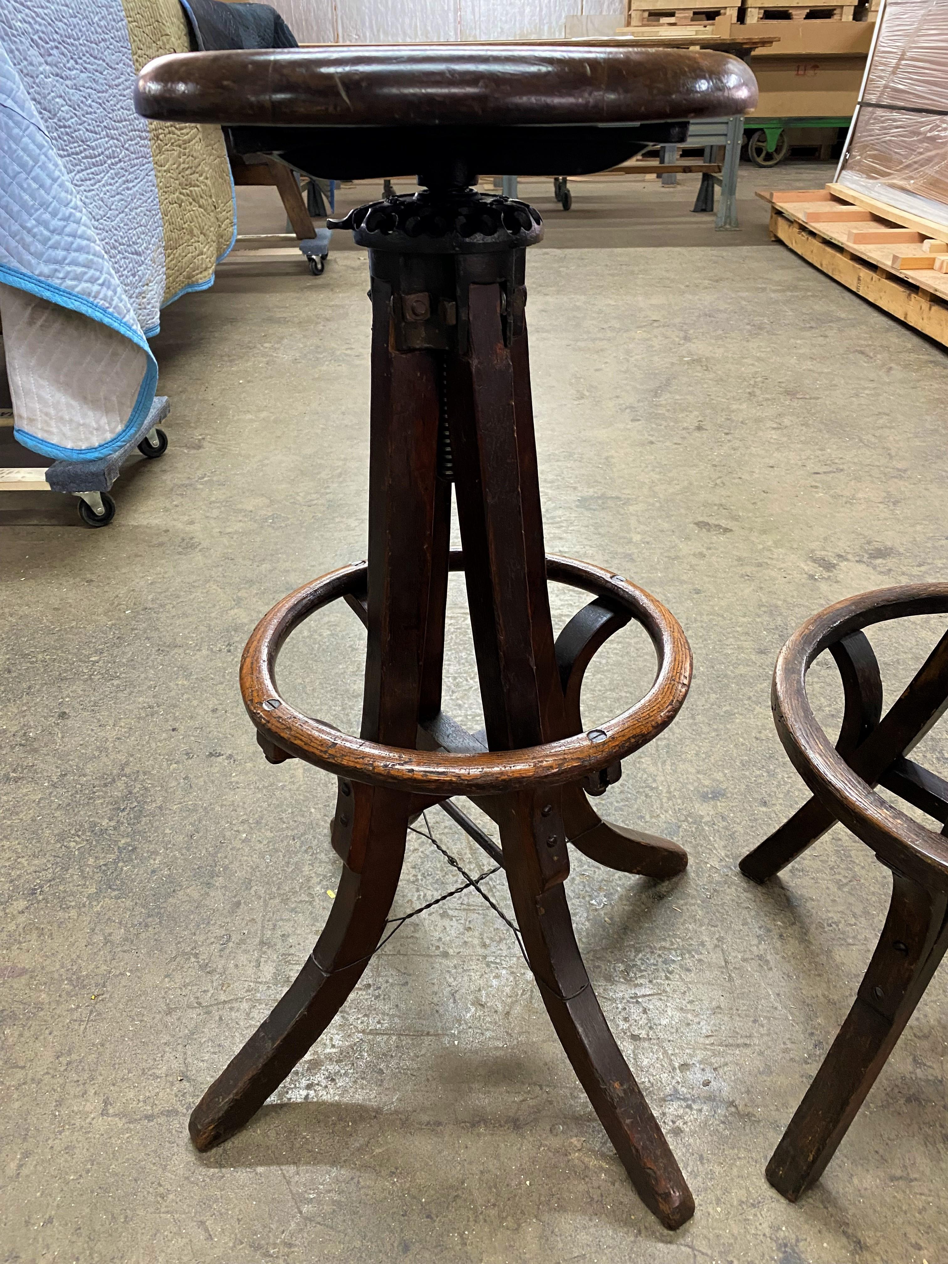 Antique Wooden Drafting Stools 2