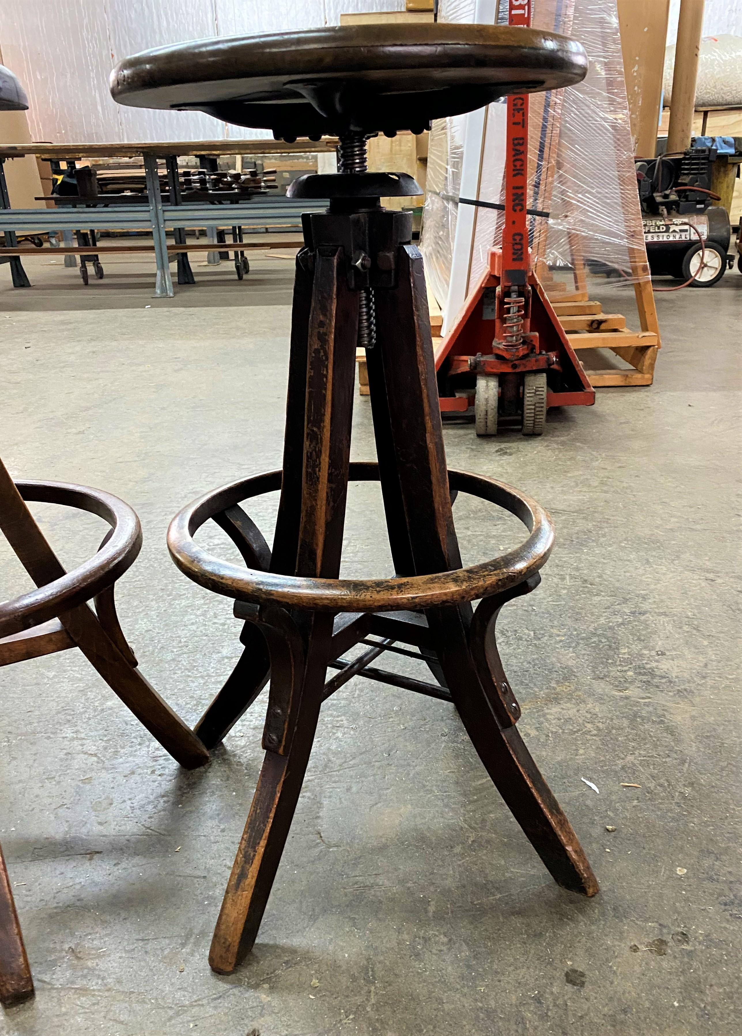 20th Century Antique Wooden Drafting Stools