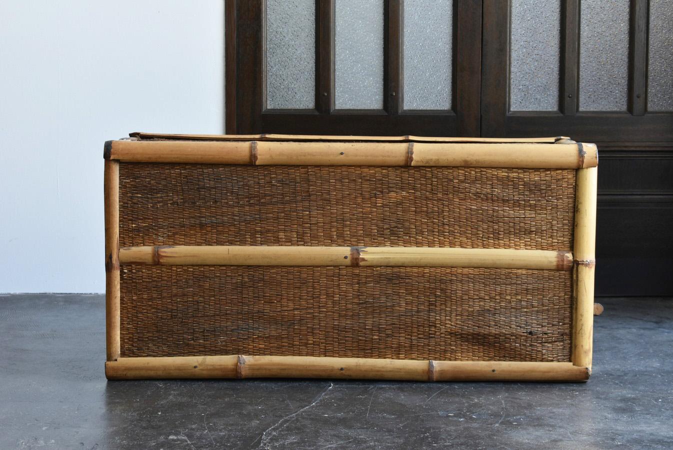 Antique Wooden Drawer Covered with Japanese Bamboo and Rush / 1868-1920 For Sale 8