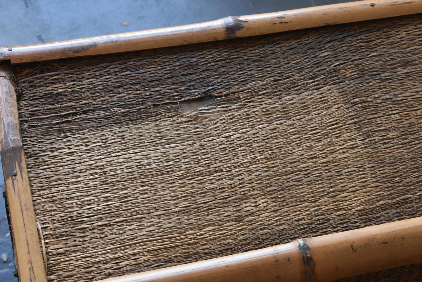 Antique Wooden Drawer Covered with Japanese Bamboo and Rush / 1868-1920 1