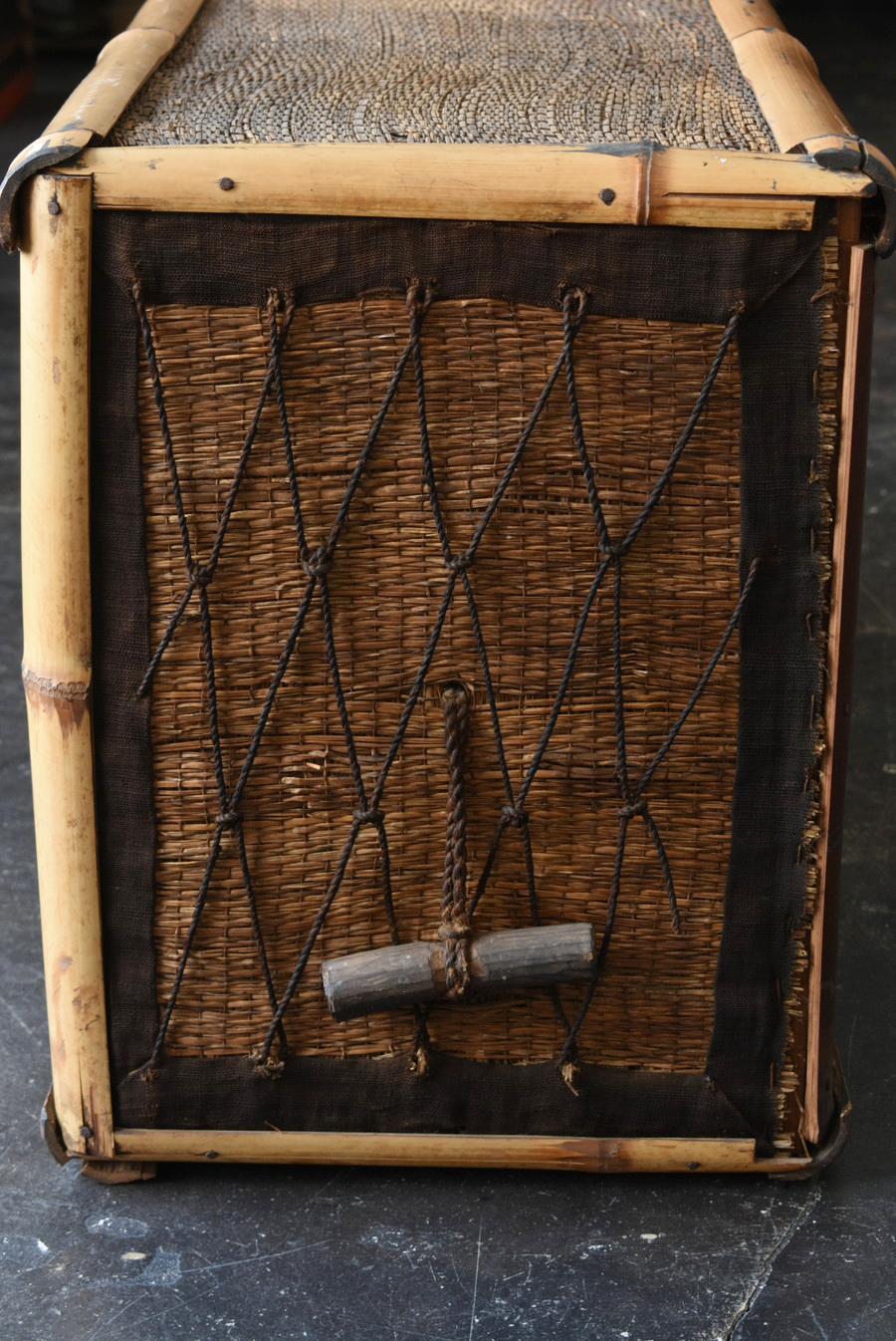 Antique Wooden Drawer Covered with Japanese Bamboo and Rush / 1868-1920 2